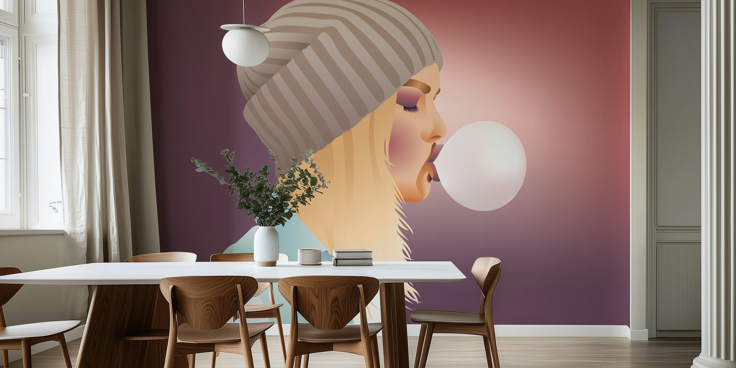 Whimsical wallpaper design in a room