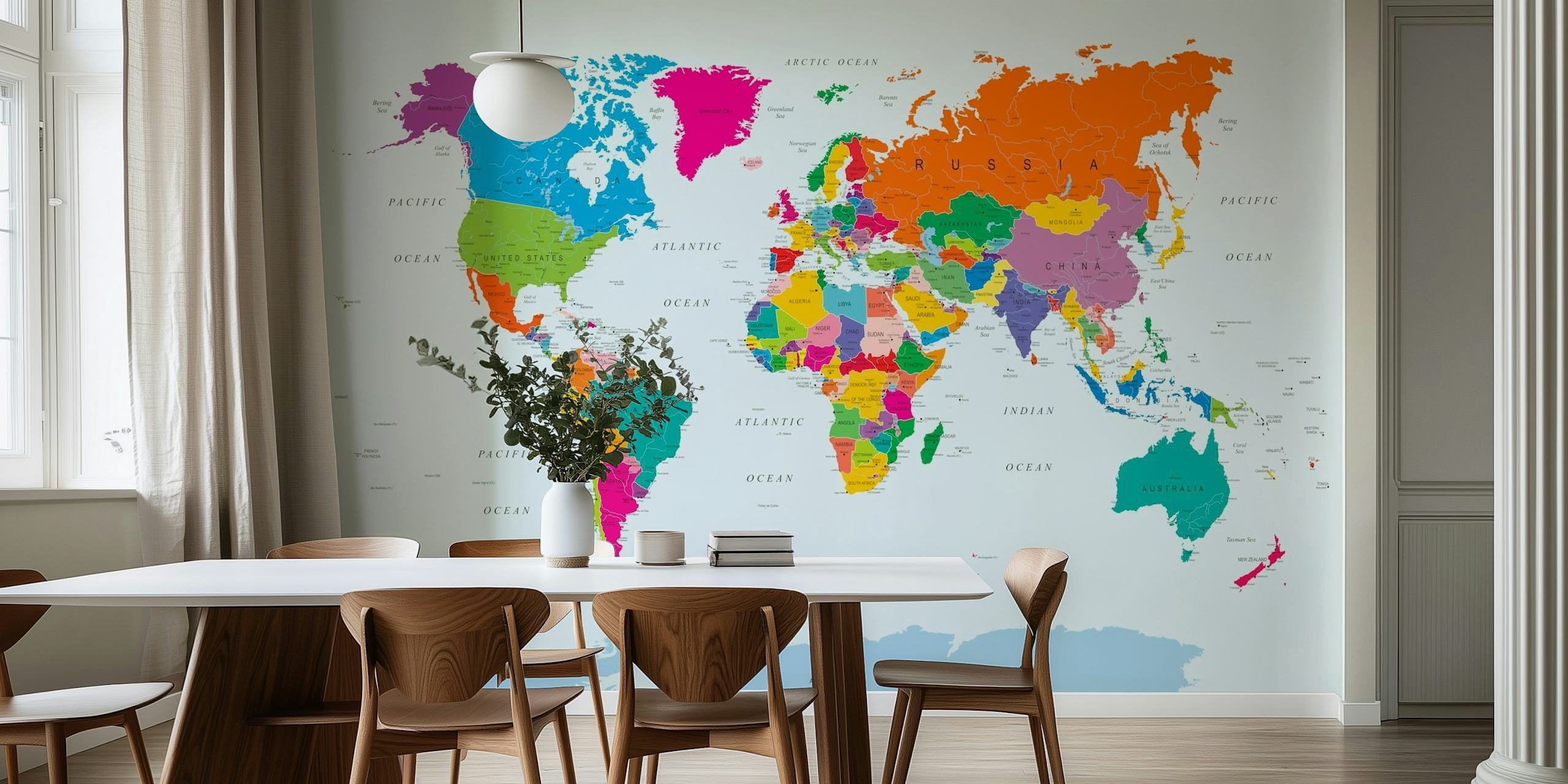 World Map in Fun Colours - Happywall