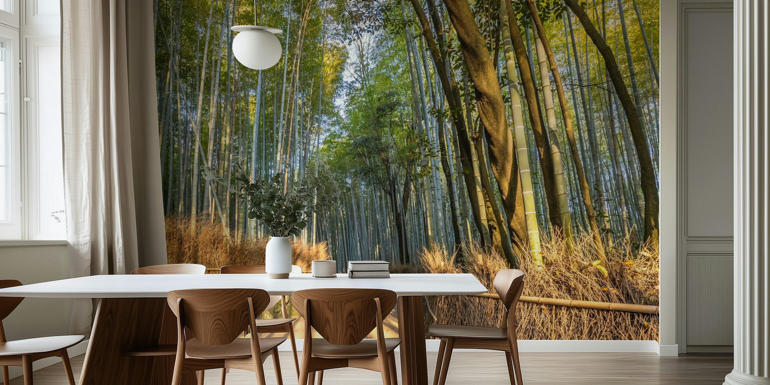 Bamboo forest wallpaper in a modern room
