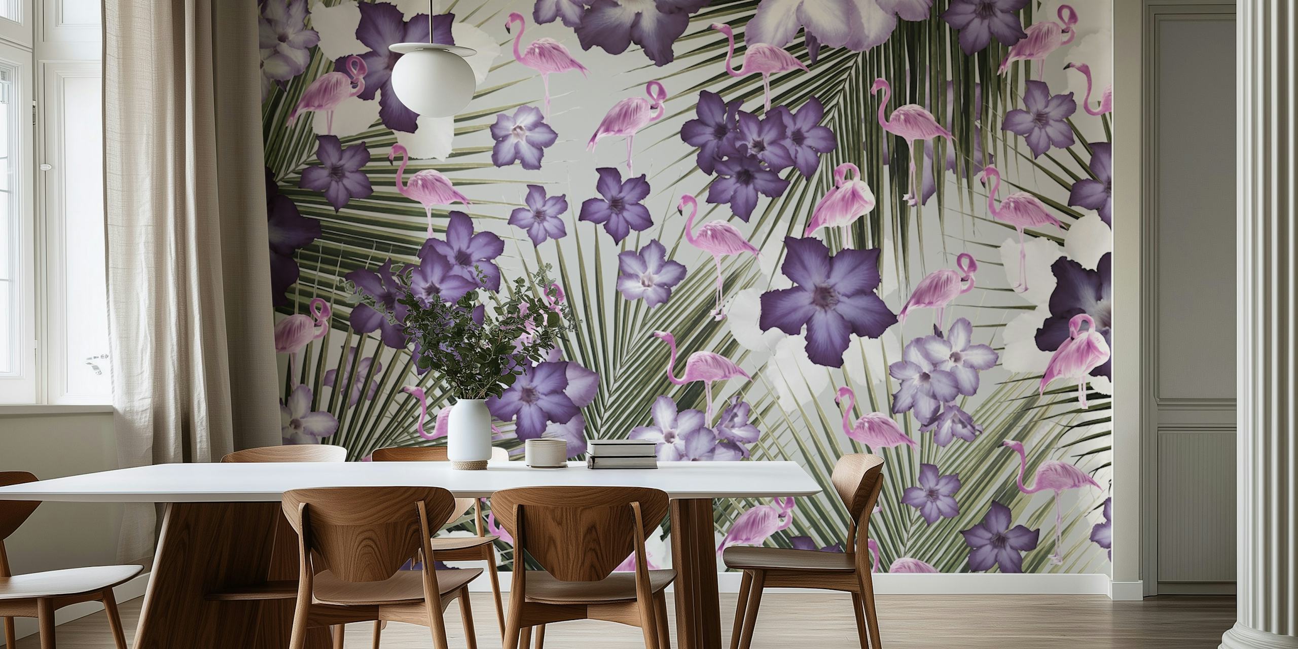 Carta da parati Flamingo Jungle Paradiso in una stanza