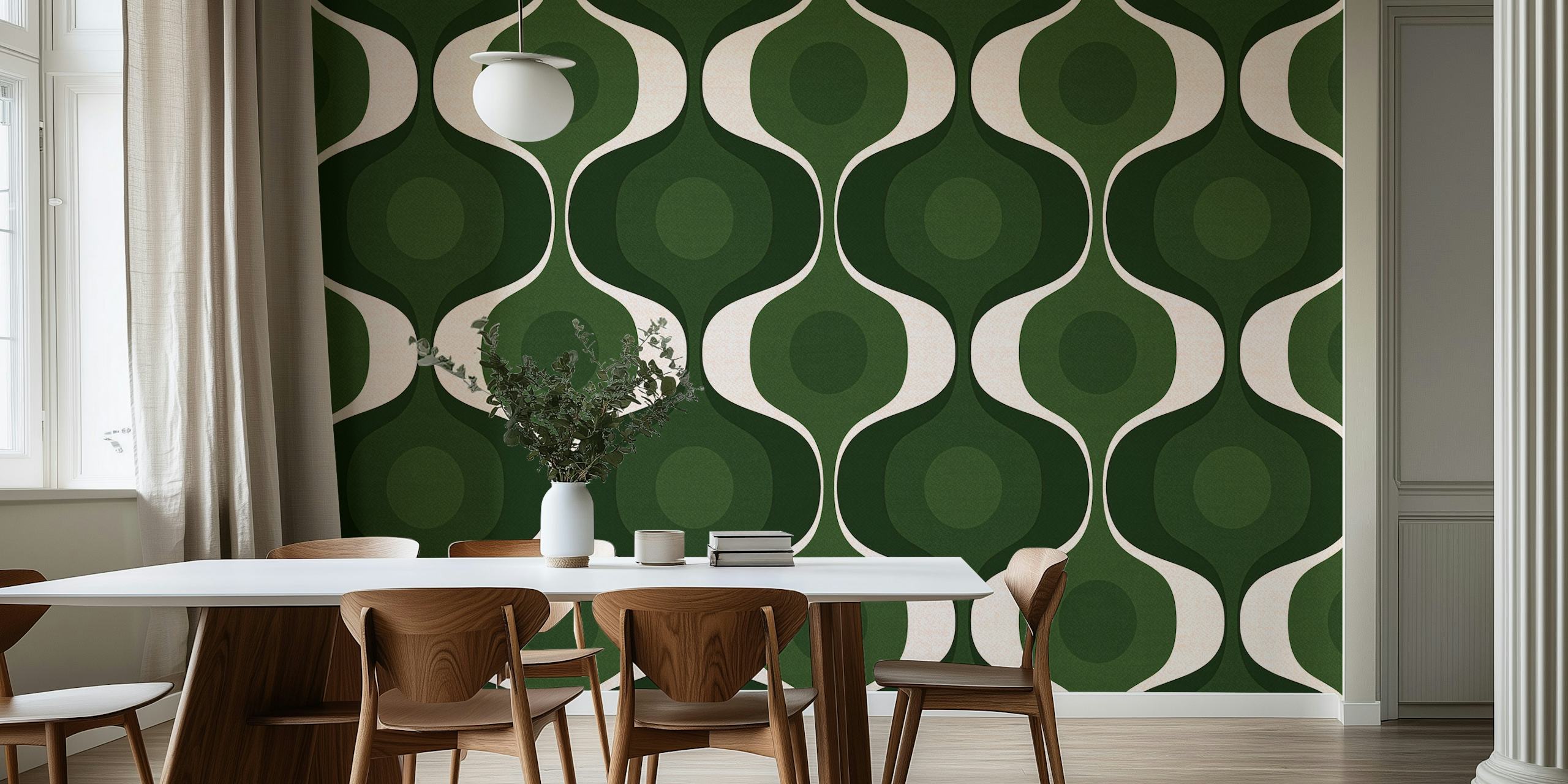 Forest Green Retro 70s Fashion wallpaper design