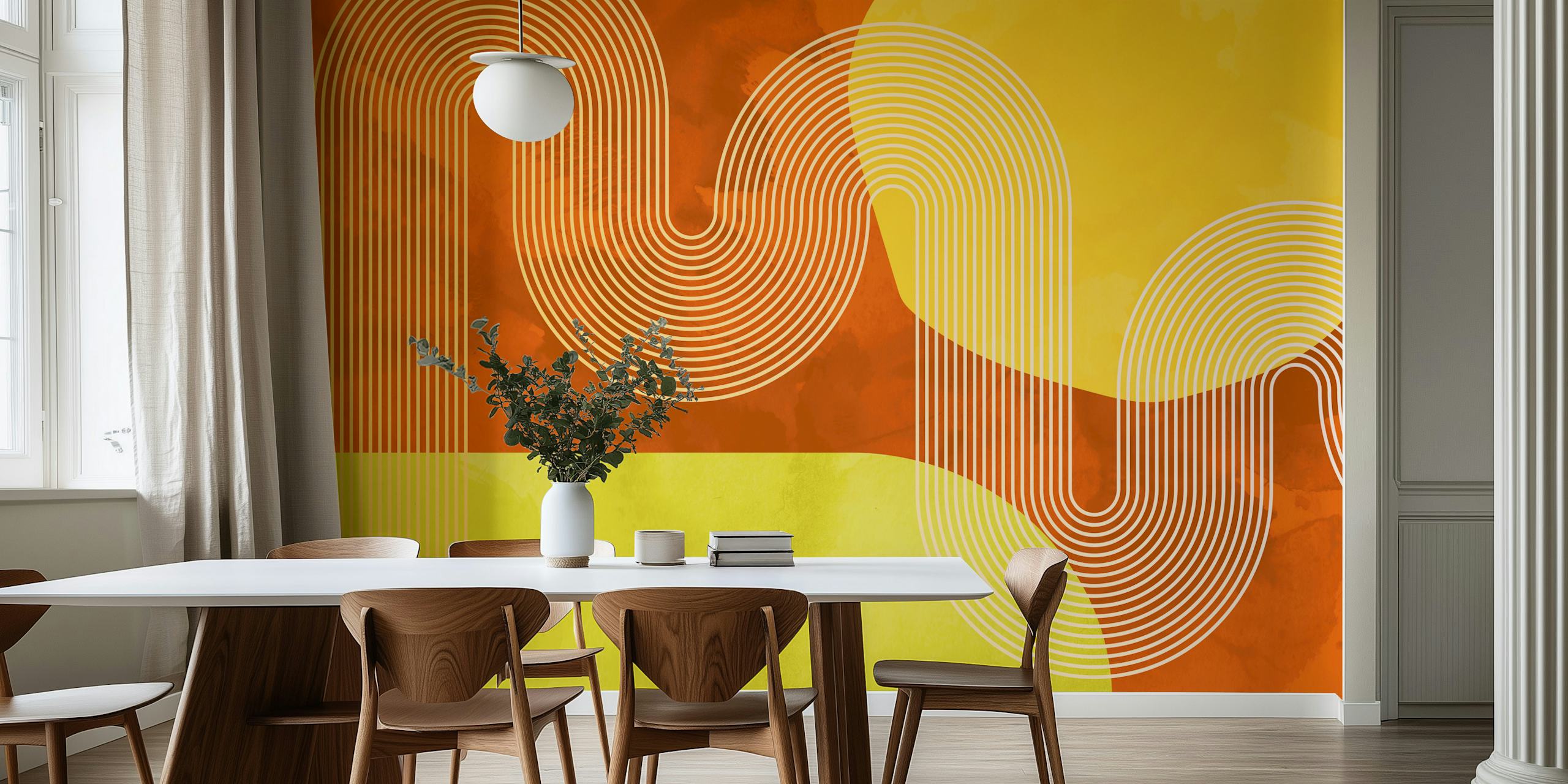 Sunny Mid Century Modern Curvy Lines u sobi