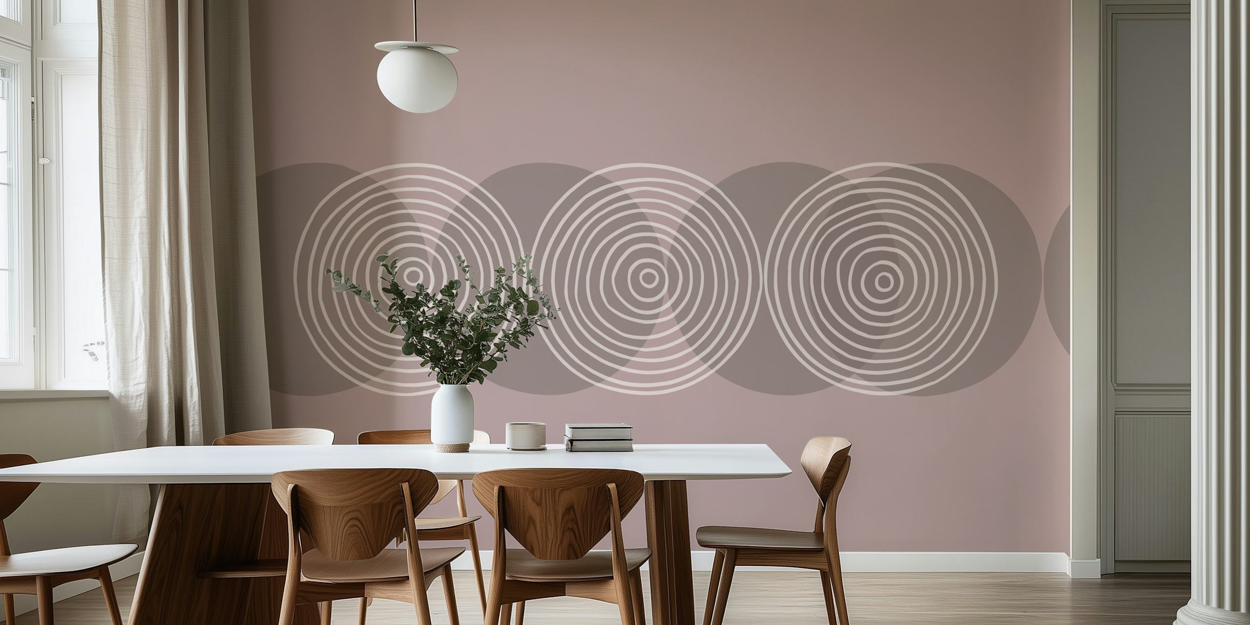 Circle minimalist wallpaper design in a room