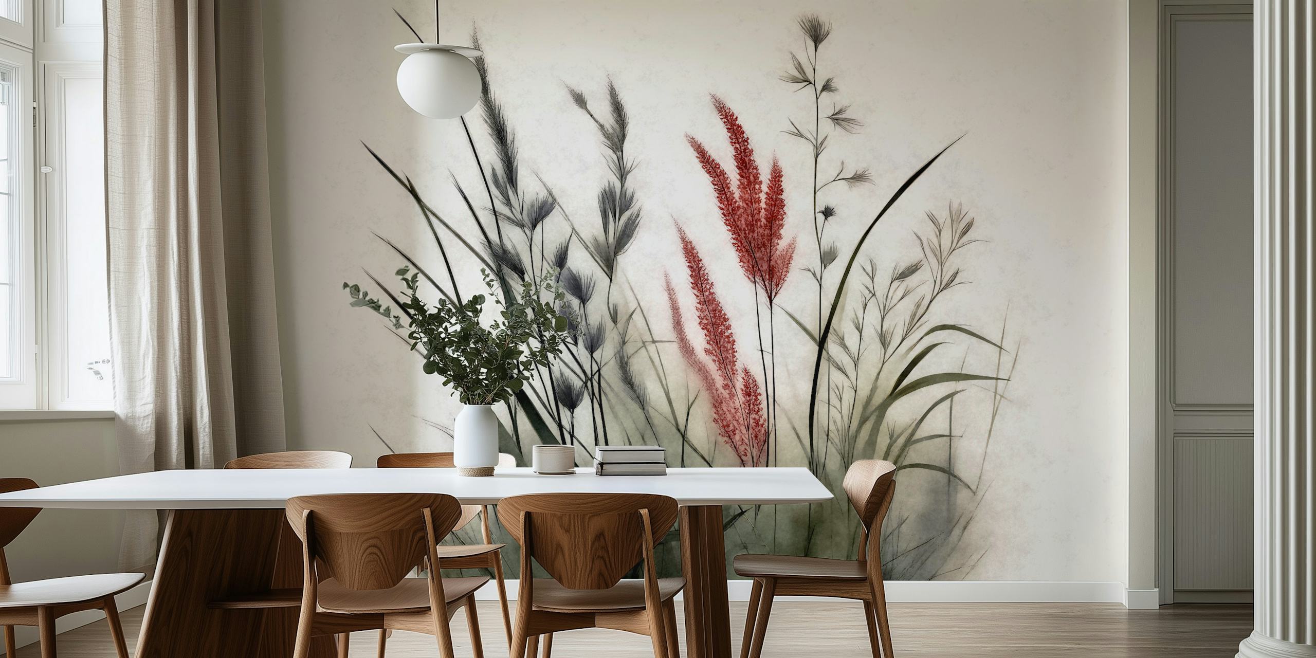 Papel pintado Moody Grass Meadow en una habitación