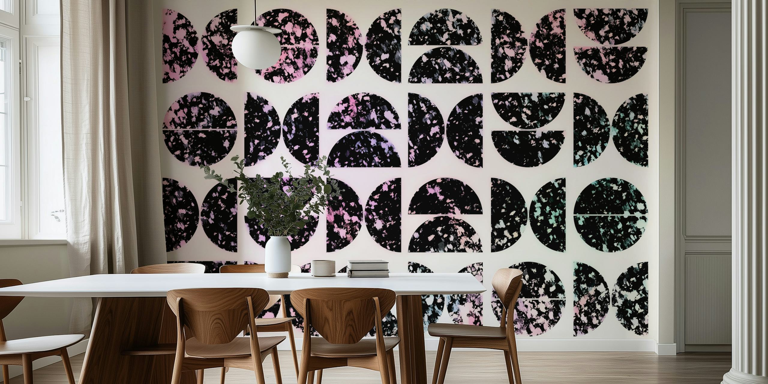 Terrazzo Grunge Bauhaus wallpaper i et rum