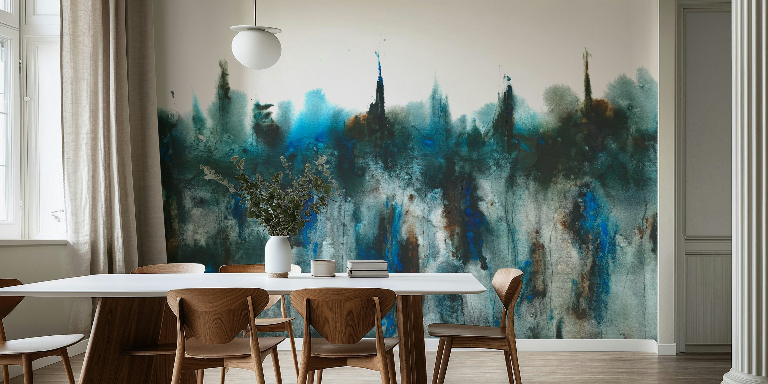 Abstraktní tapeta Forest a City v pokoji