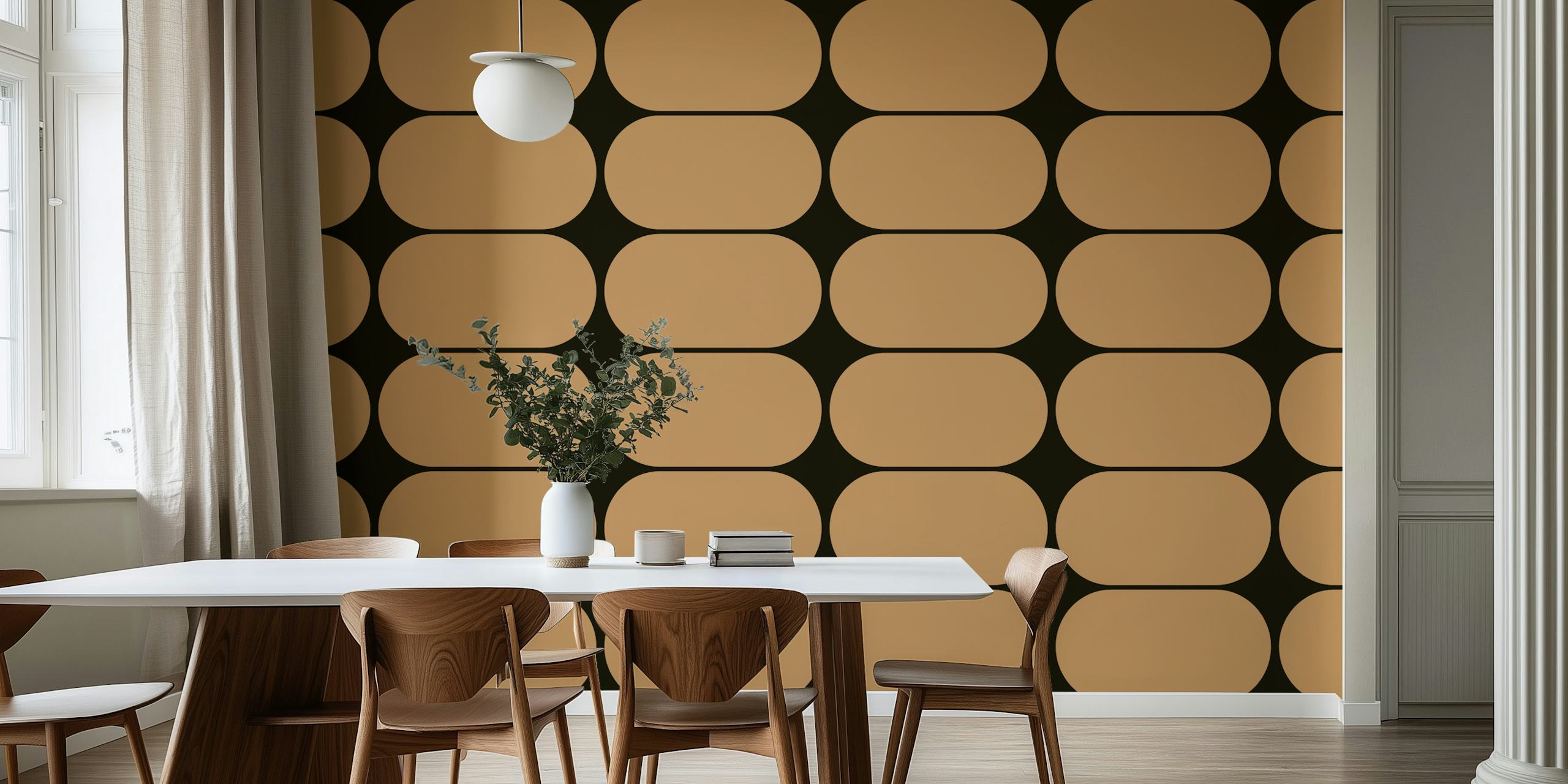 Simple Mid-Century Pebbles wallpaper in a room
