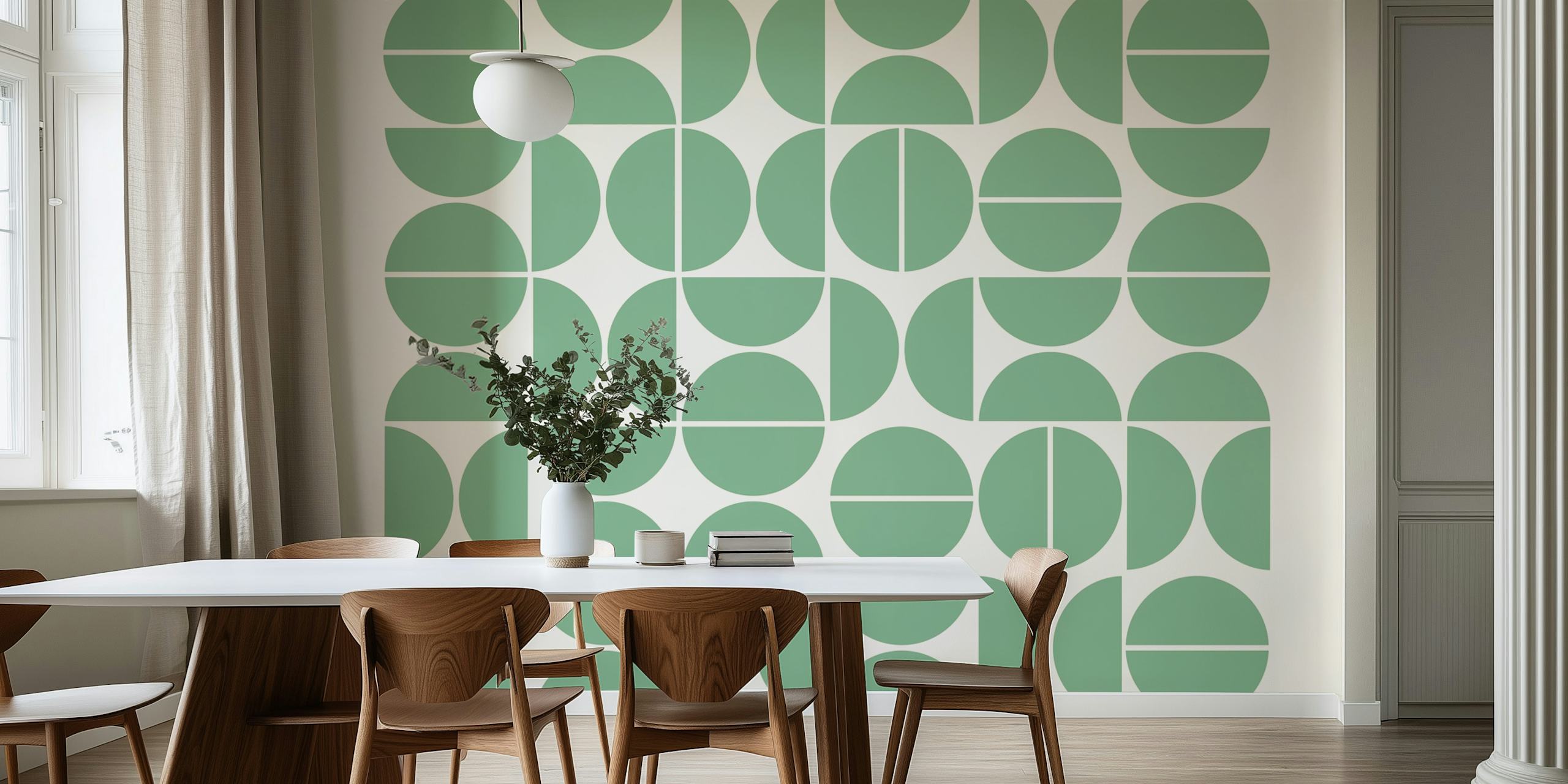 Bauhaus Pattern Burma Jade tapet i et rom