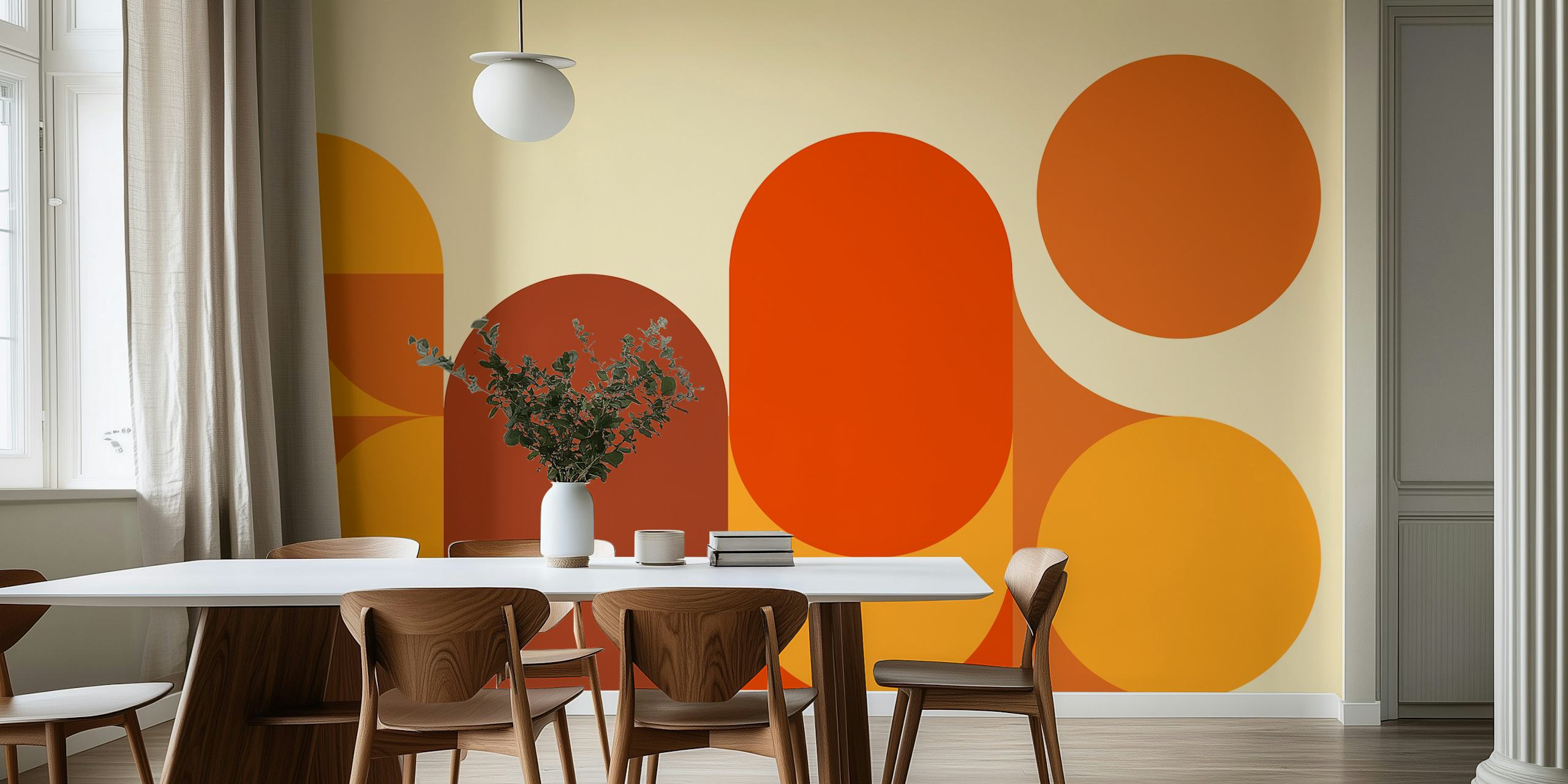 Large Retro Seventies Circles tapet i et rom