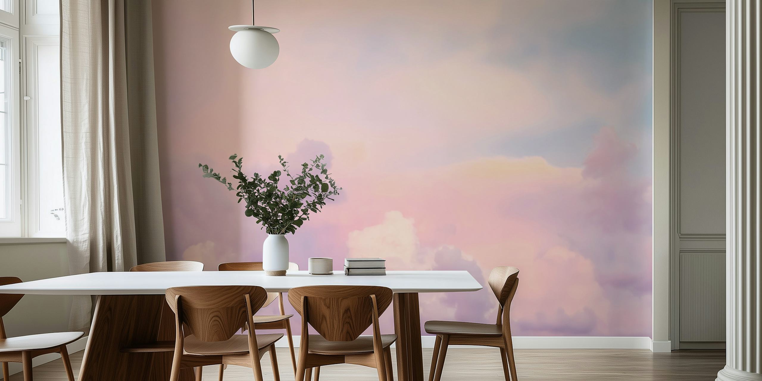 Papel de parede pastel sunset sky clouds em um quarto