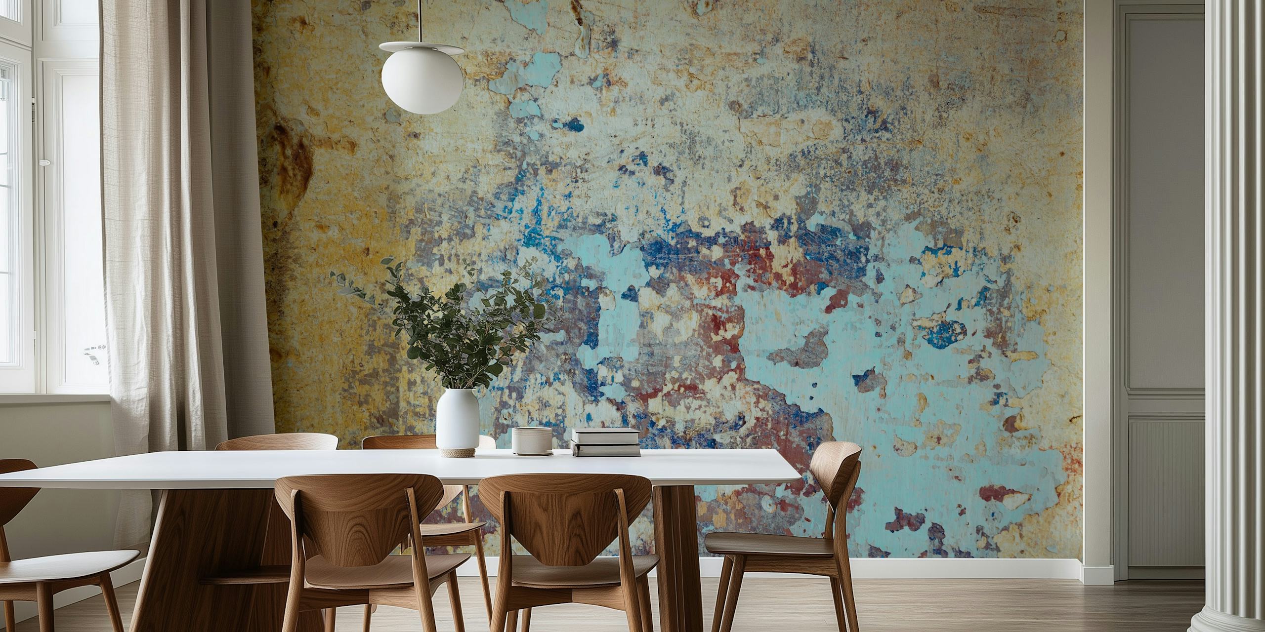 Weathered texture wallpaper in room display