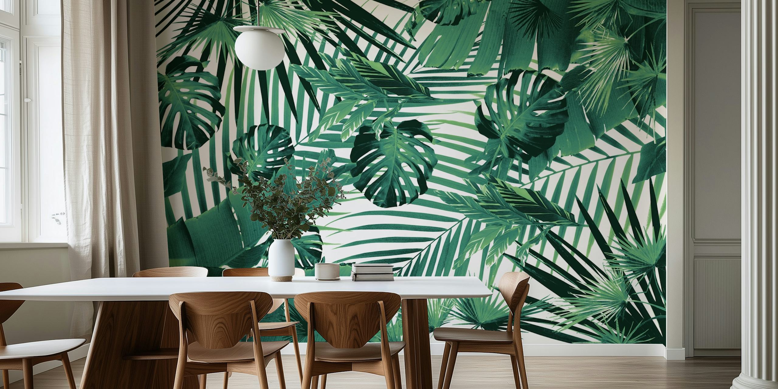 Tropical foliage with green leaves wallpaper
