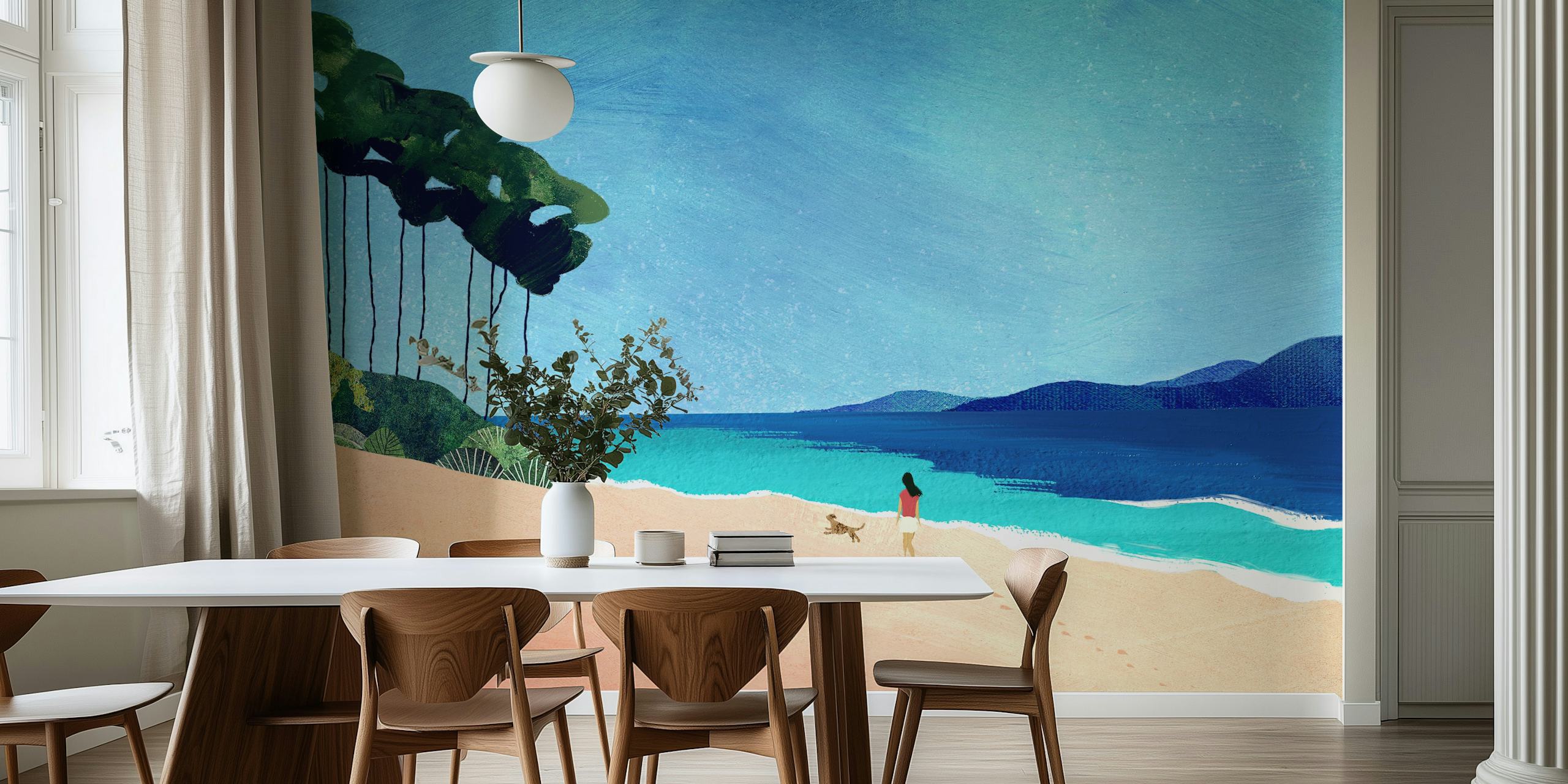 Paradise Beach wallpaper displayed in a room