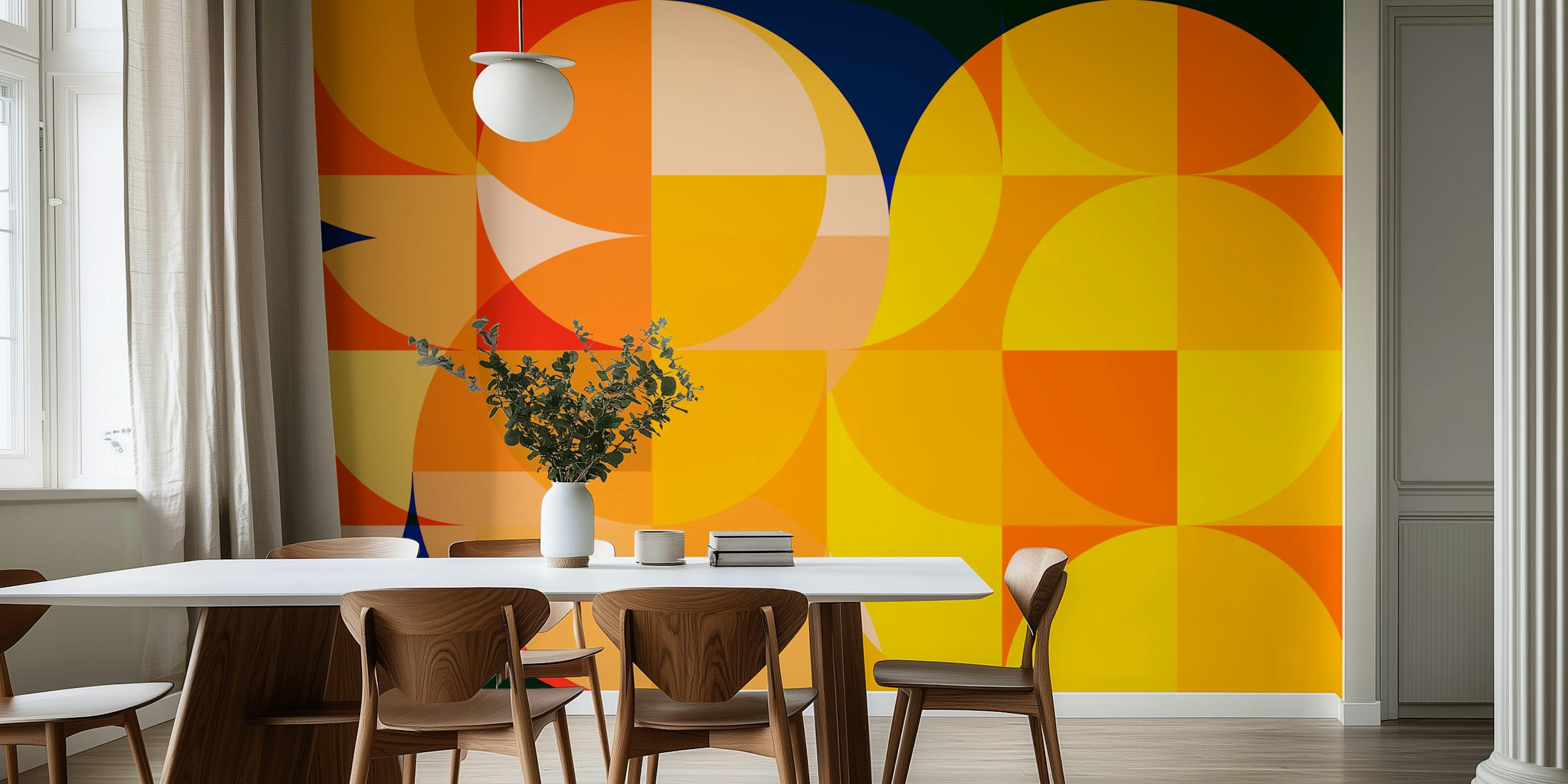 Tapeta Mid Century Bauhaus Round v místnosti