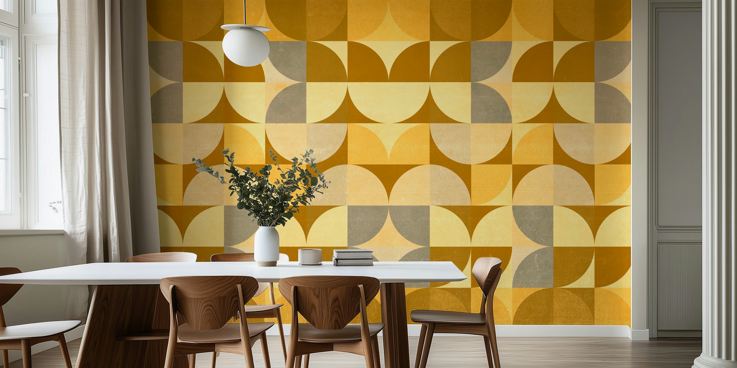 Fototapeta Mustard Bauhaus Geometry s abstraktními geometrickými tvary