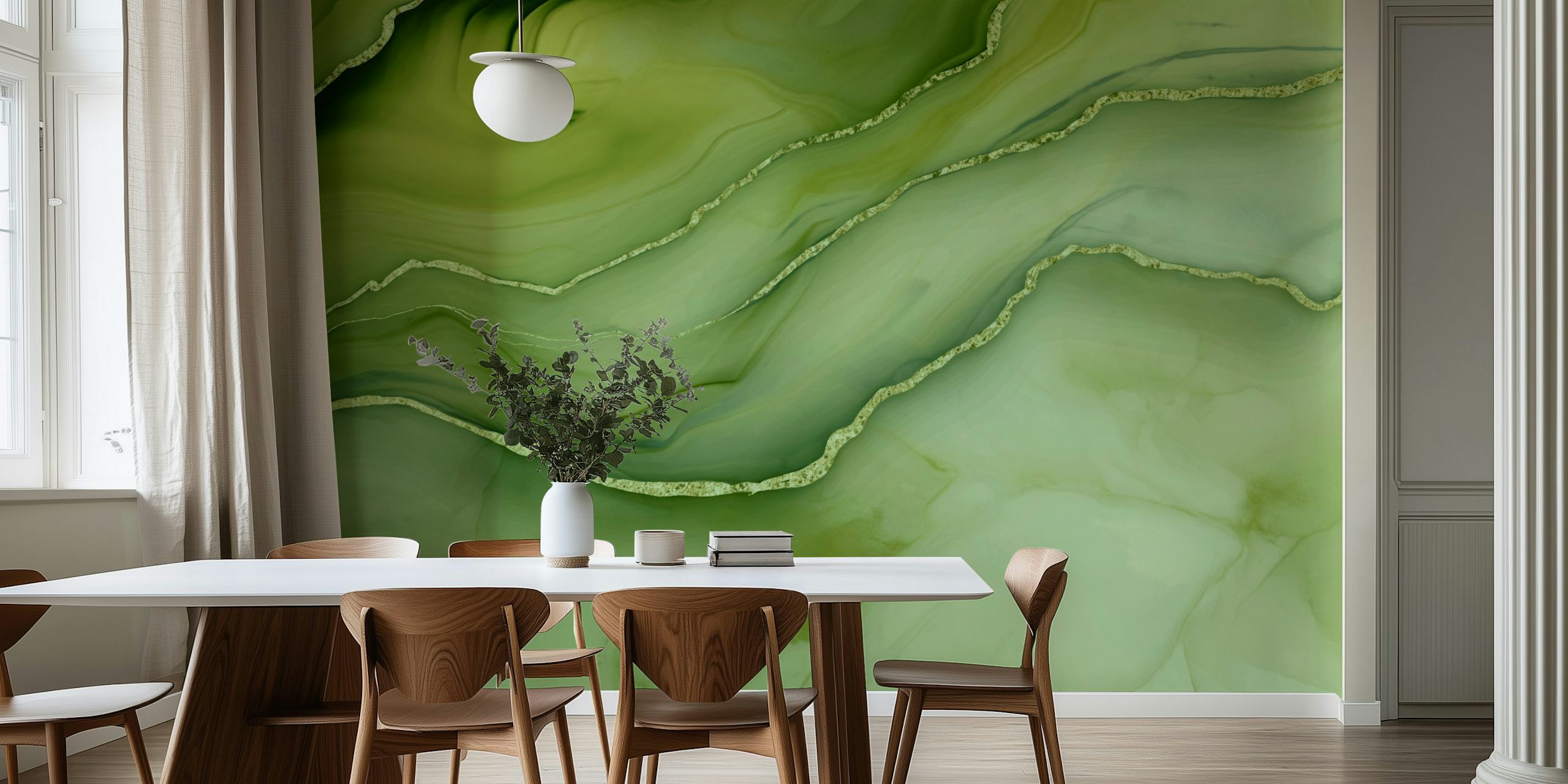 Jade green marble elegance wallpaper in a room