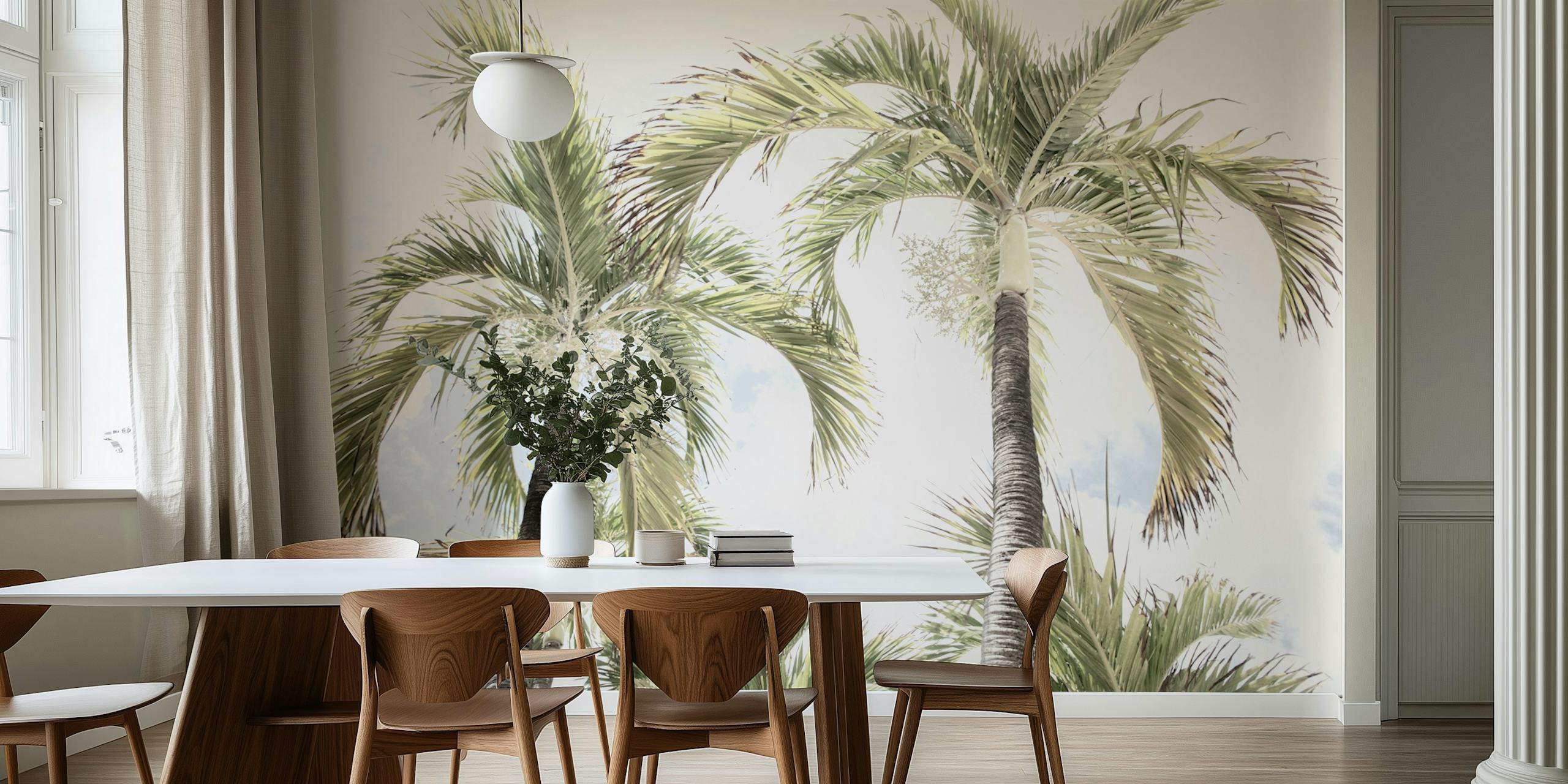 Tall palm trees against a bright sky wallpaper