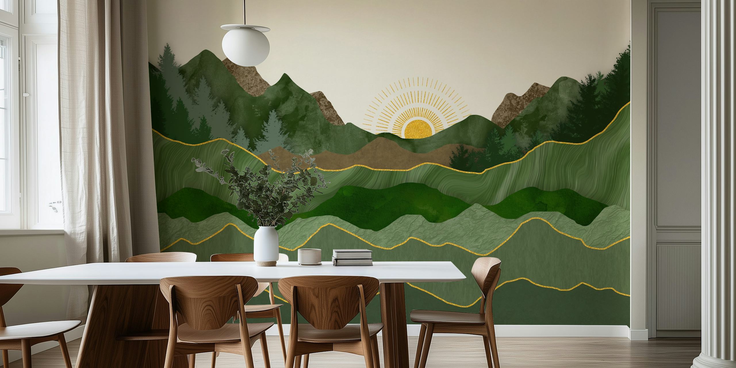 Emerald Hills Golden Sunset landscape wallpaper