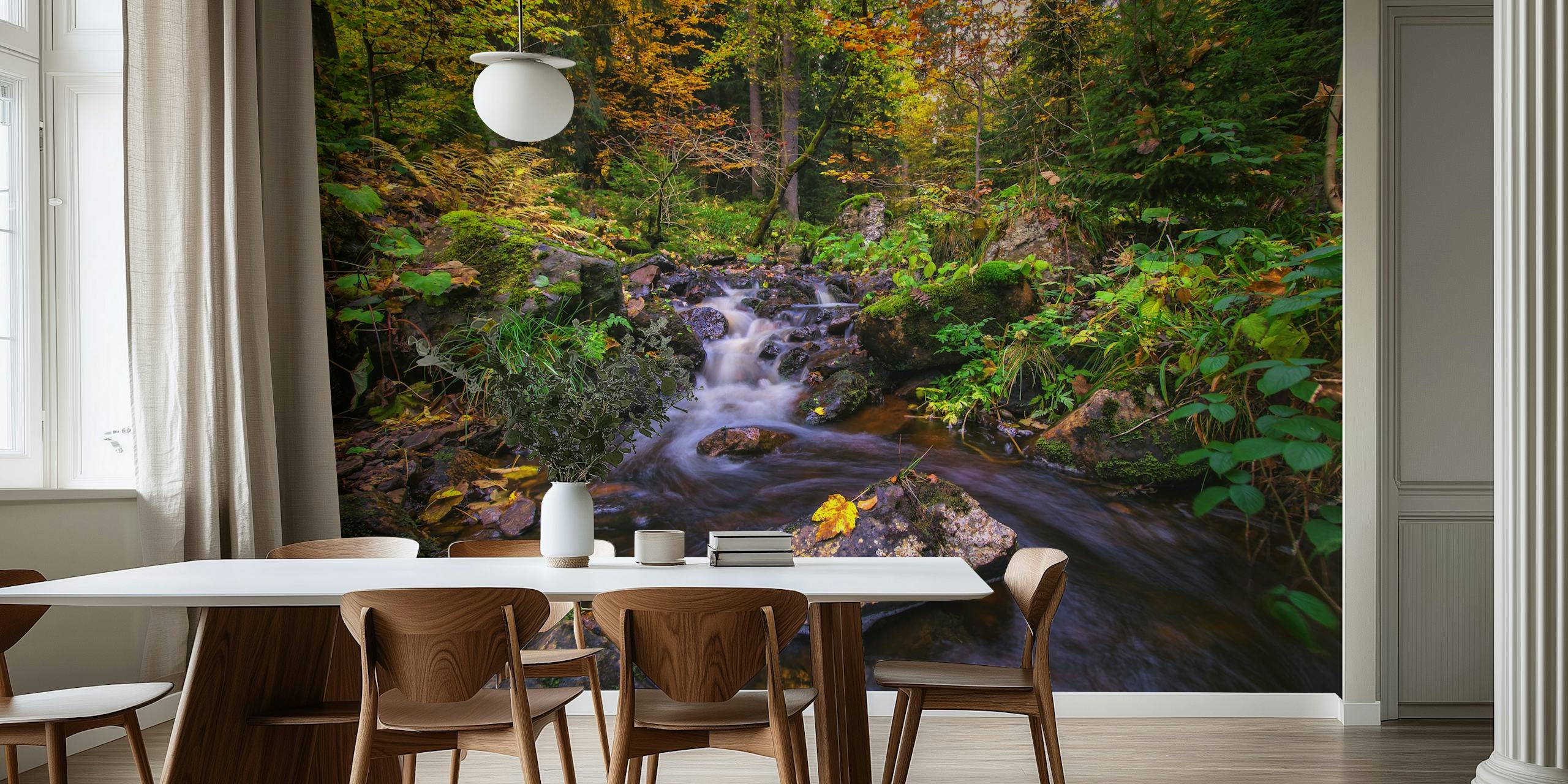 Autumn waterfall en un bosque wallpaper