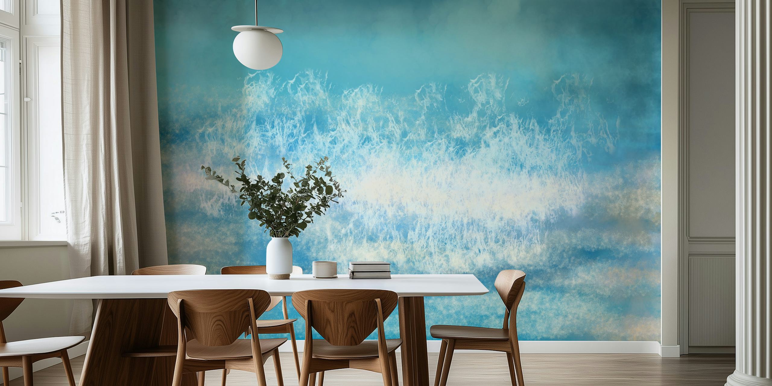 Vattenfärg wallpaper med oceanvågor
