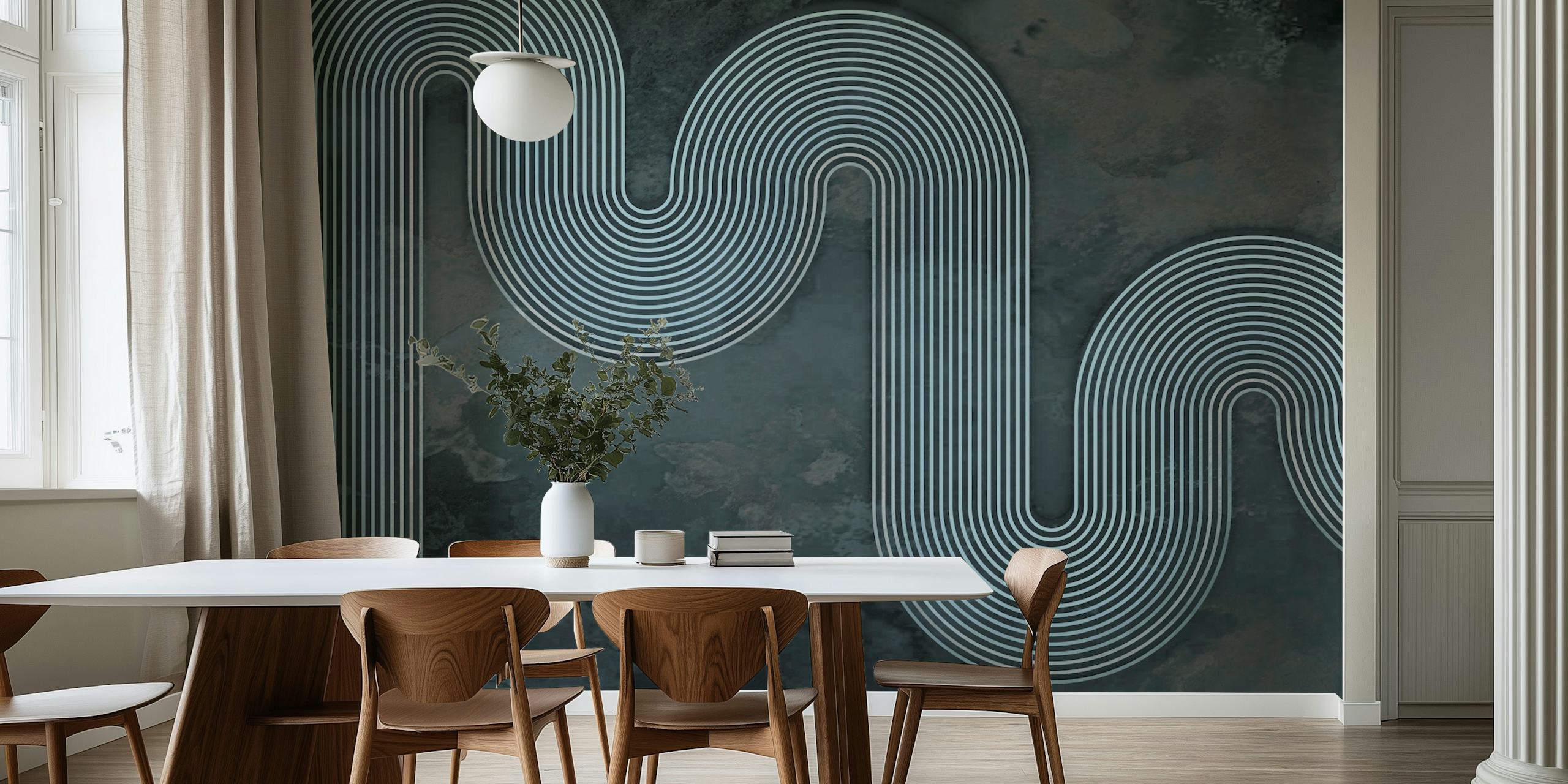 Abstract Wavy Lines Decor w pokoju