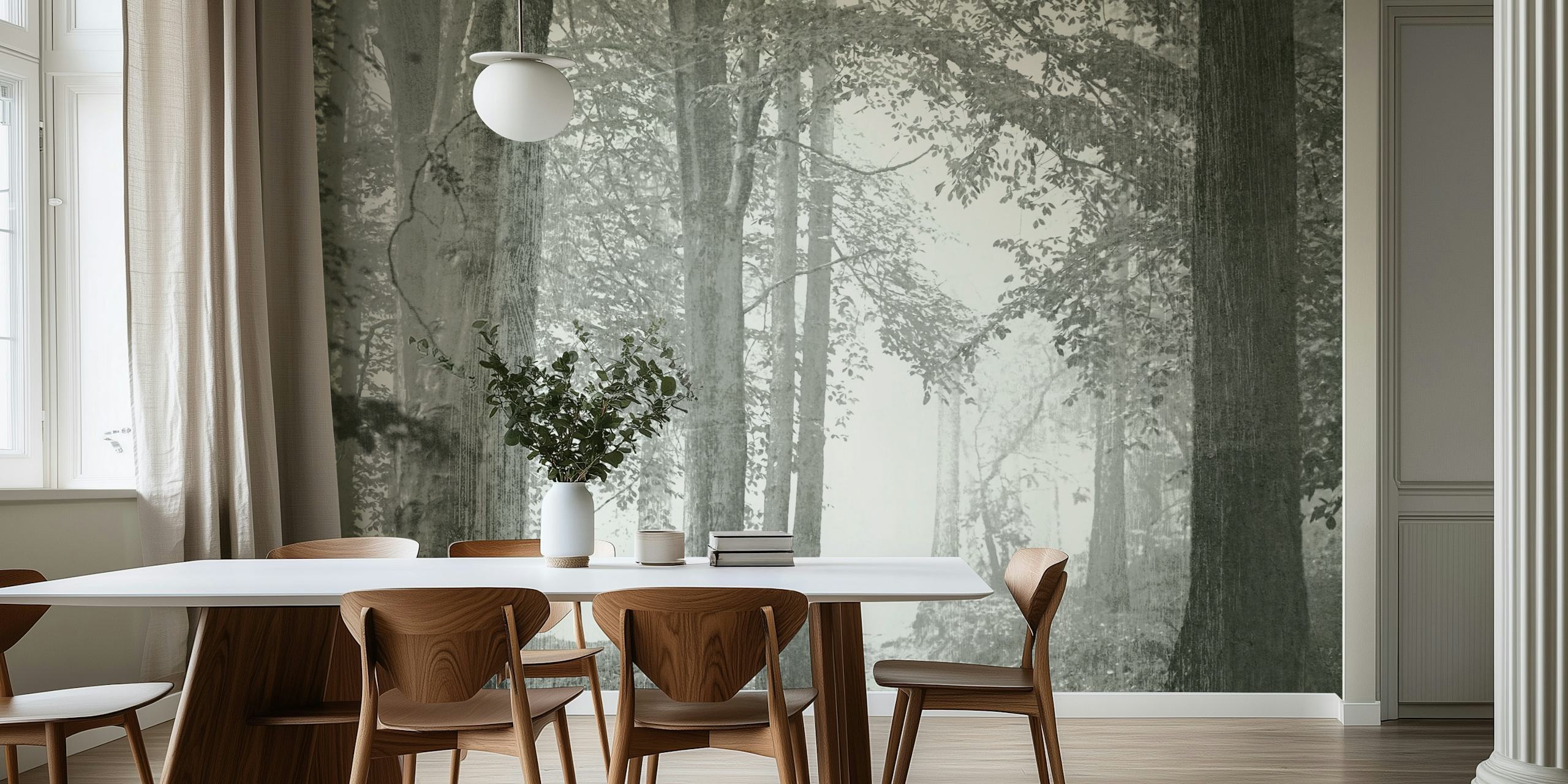 Whispering Wildlife Woods wallpaper in a room