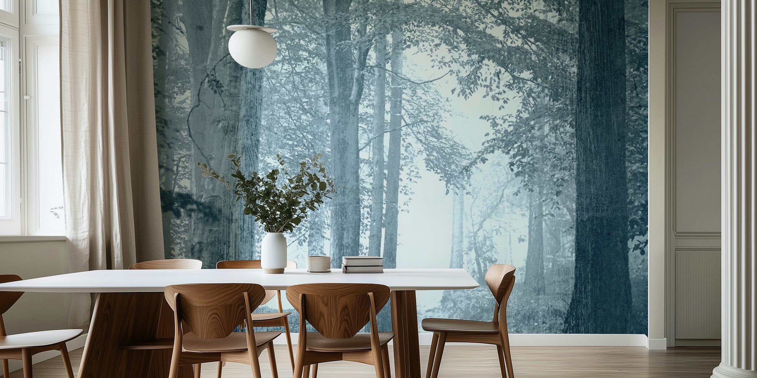 Misty Enchanted Forest wallpaper in a room
