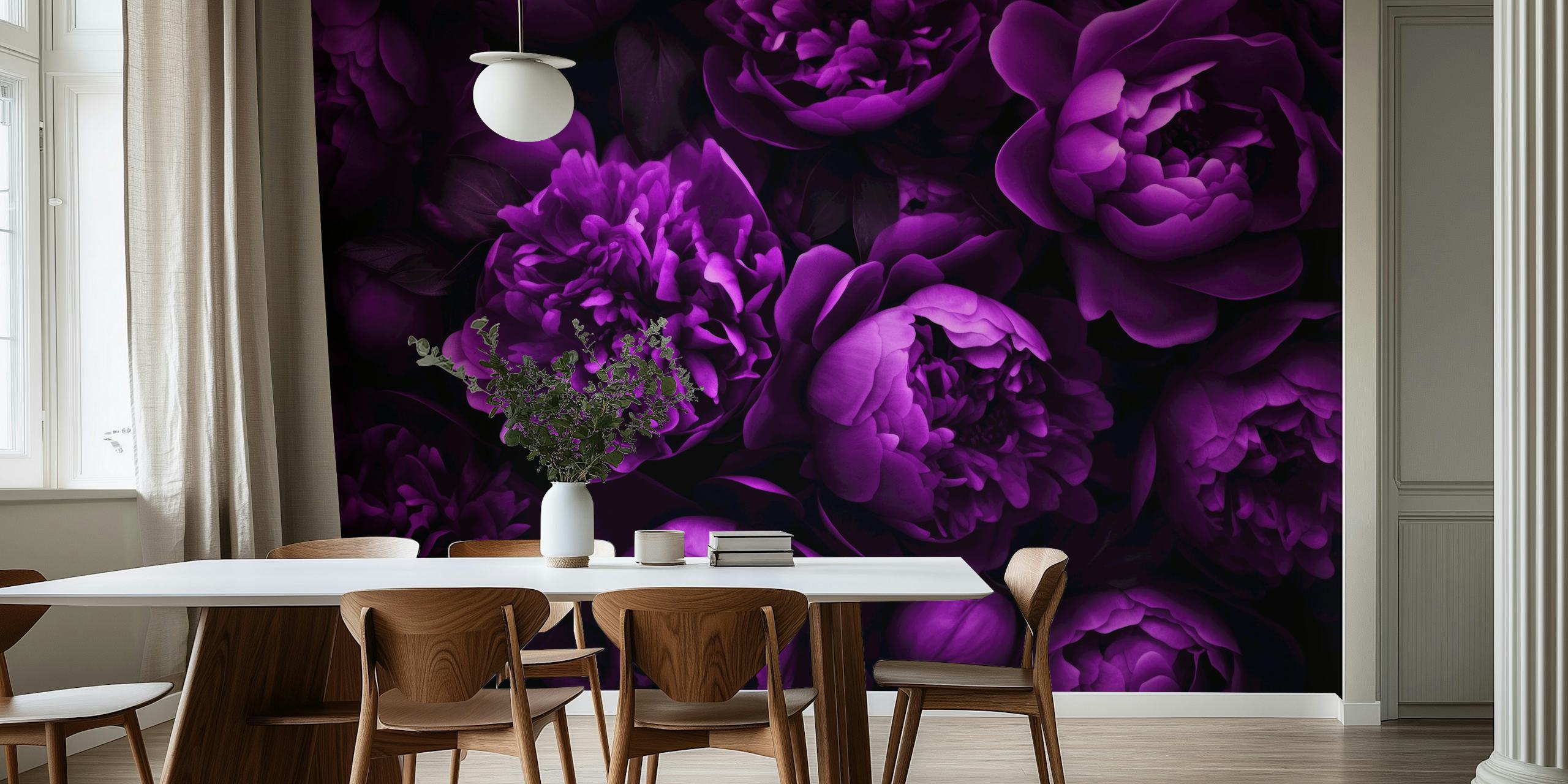 Midnight Garden Opulent Flowers wallpaper in a room