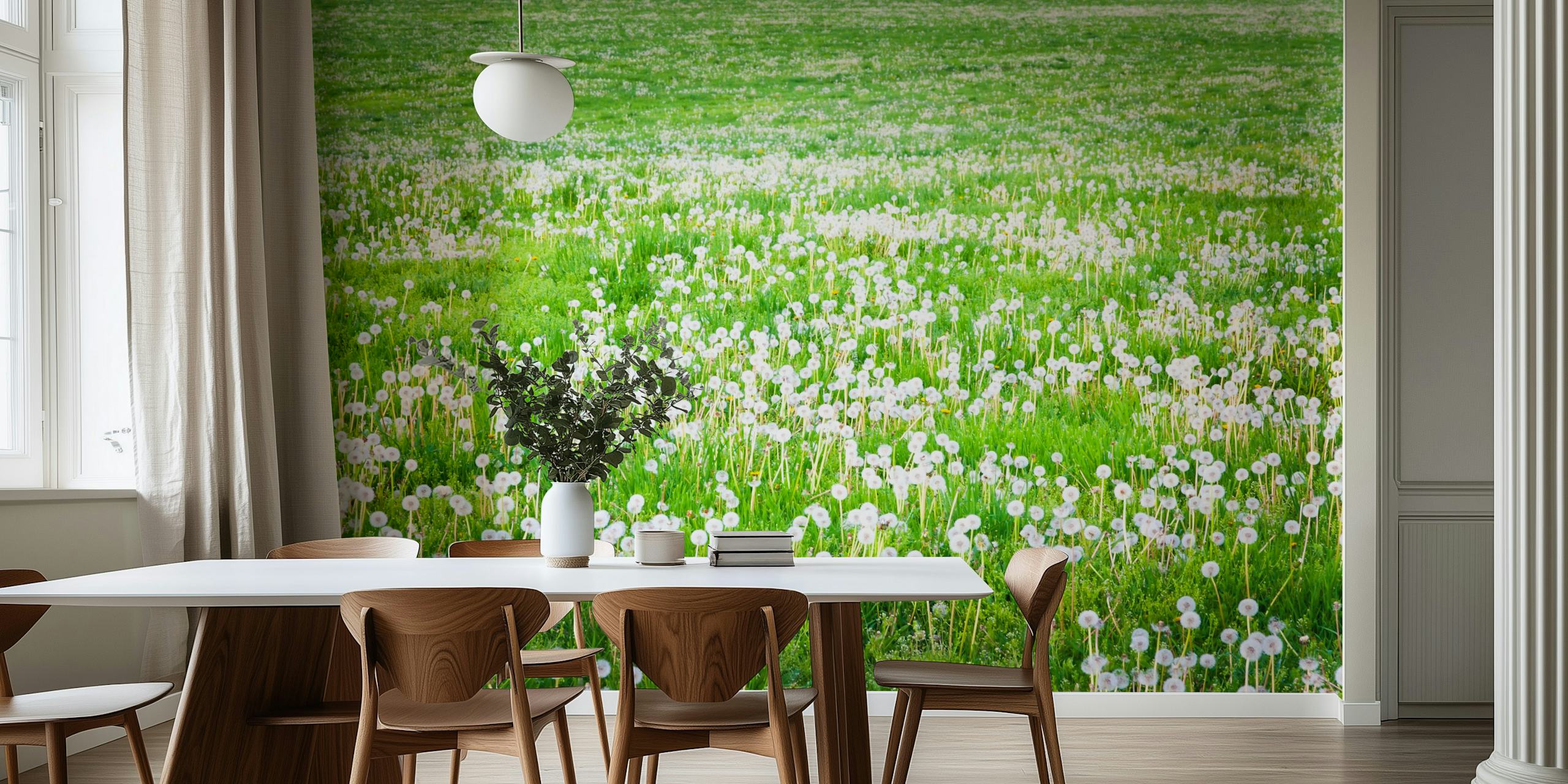 Dandelion Field-tapetti huoneessa