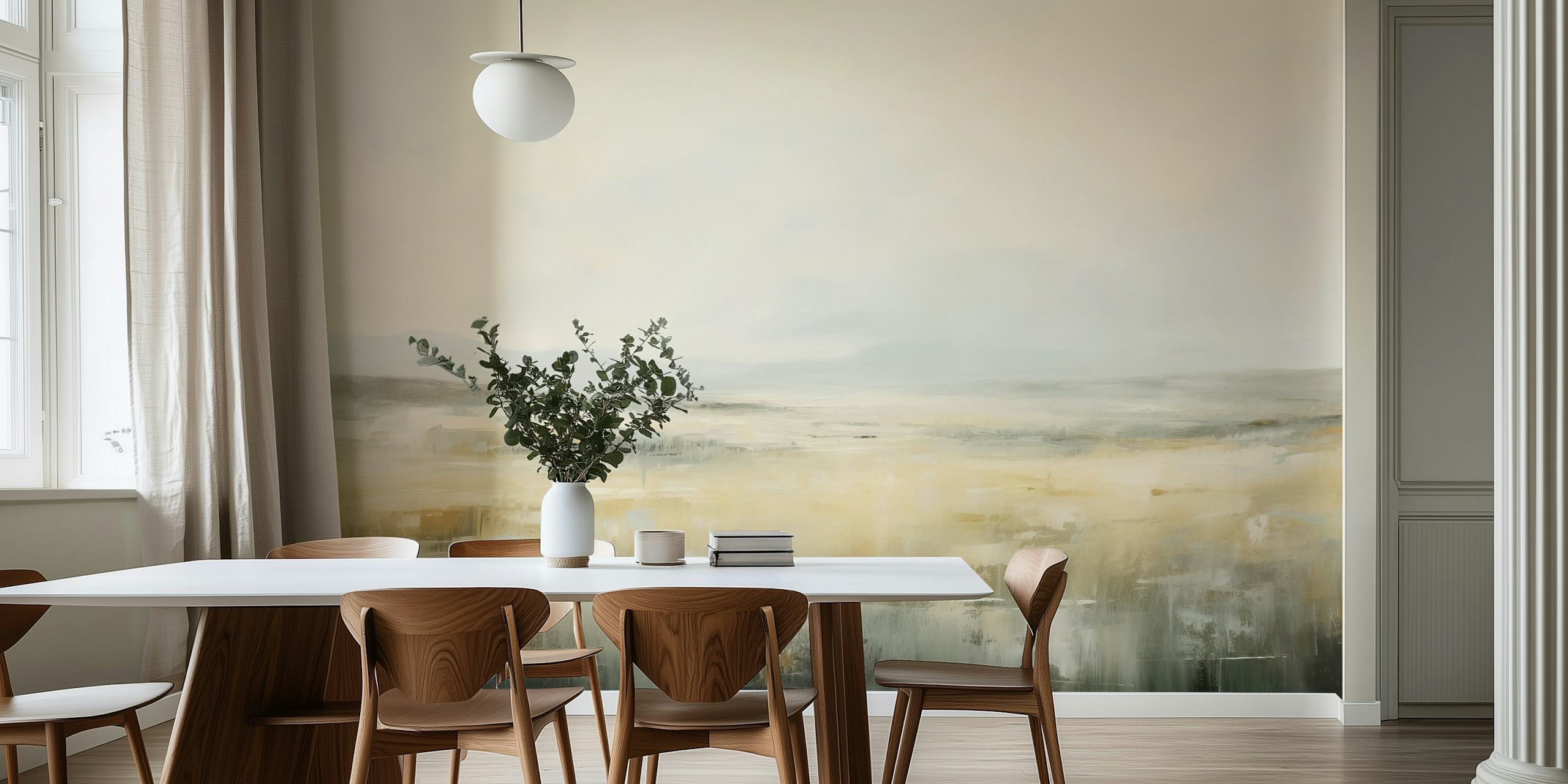 Papel tapiz Ethereal Landscape Scene en una habitación