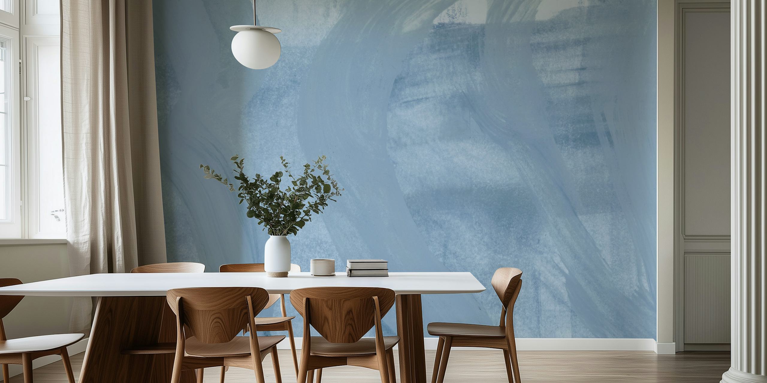 Soft bluish strokes tapeta w nowoczesnym pomieszczeniu