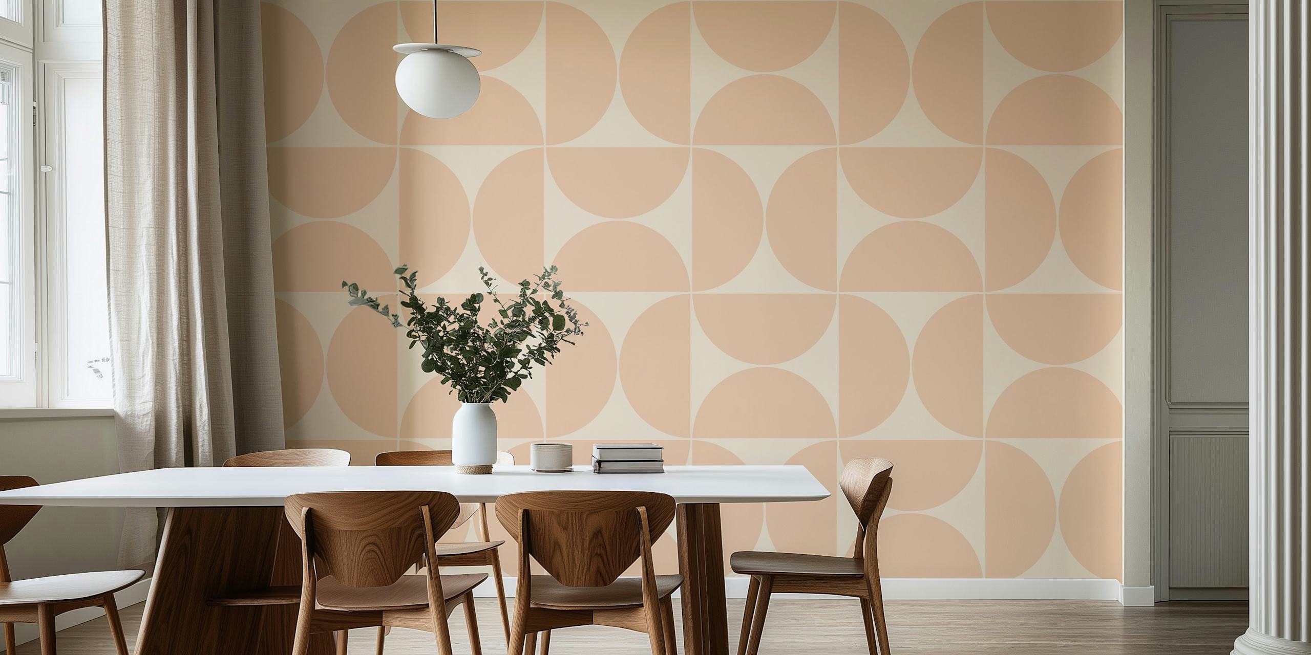 Geometric pattern in peach and cream colors wallpaper
