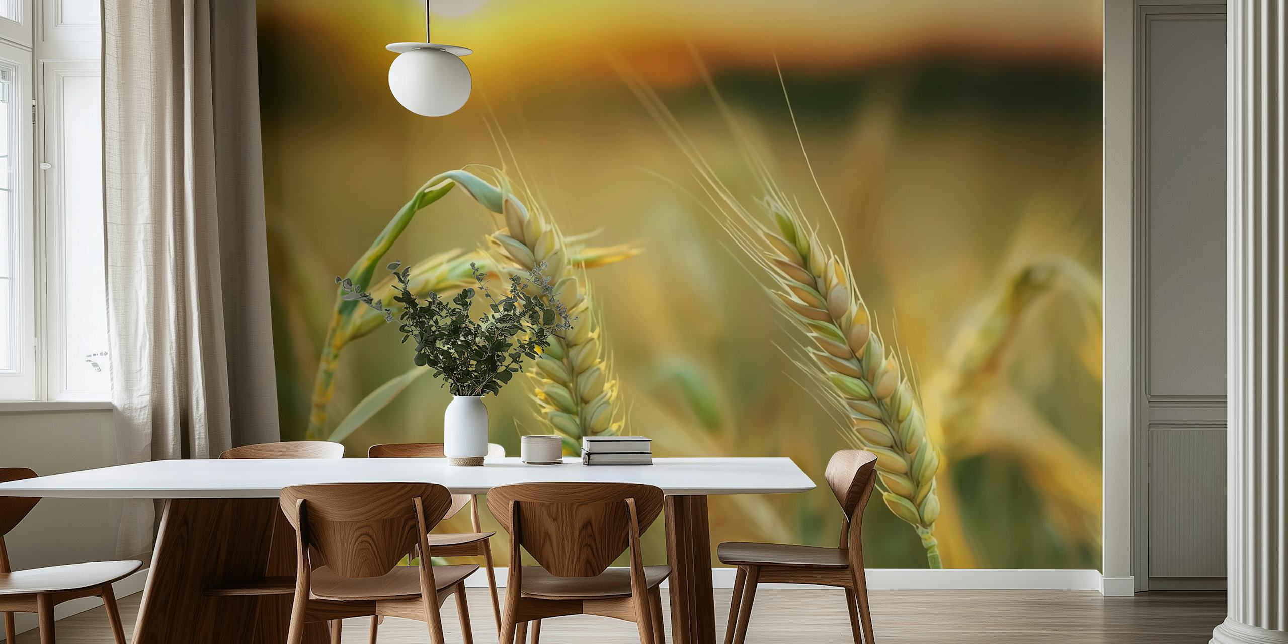 Papel tapiz Golden Wheat Fields en una habitación