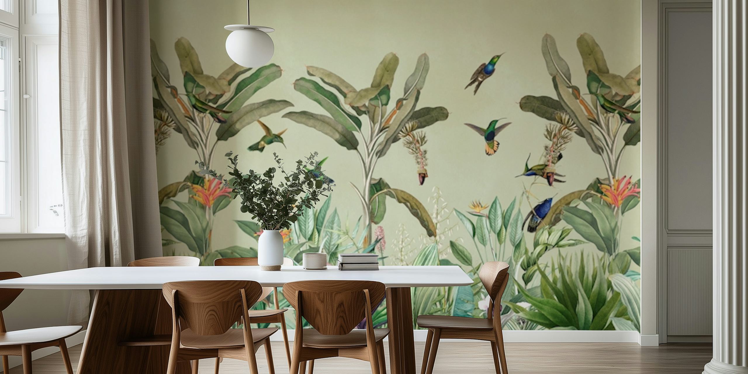 Exotic Vintage Hummingbird Garden-tapetti huoneessa