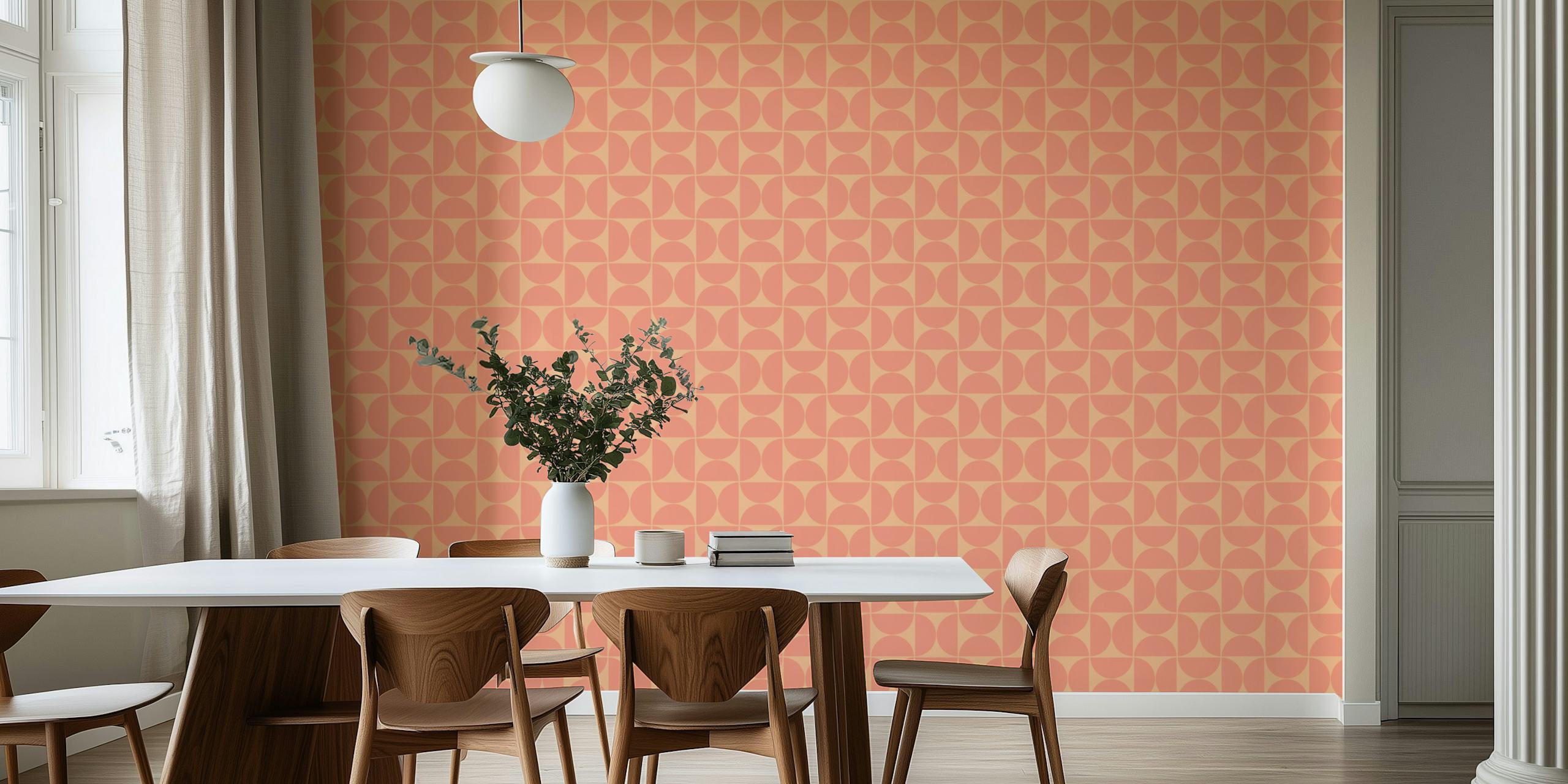 Mid-Century Modern Pattern tapetti huoneessa