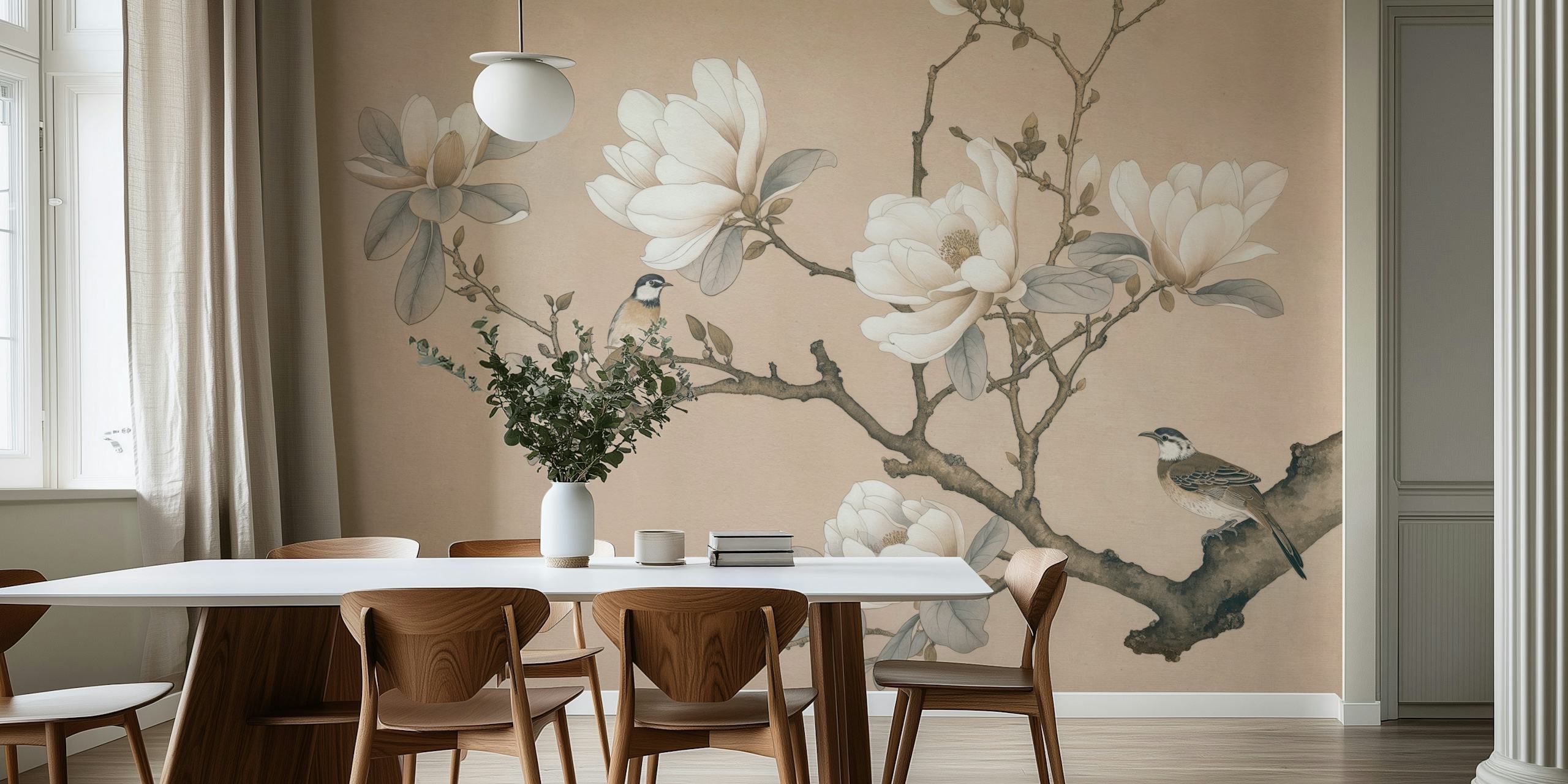 Design tapety Vintage Magnolia Bird Chinoiserie