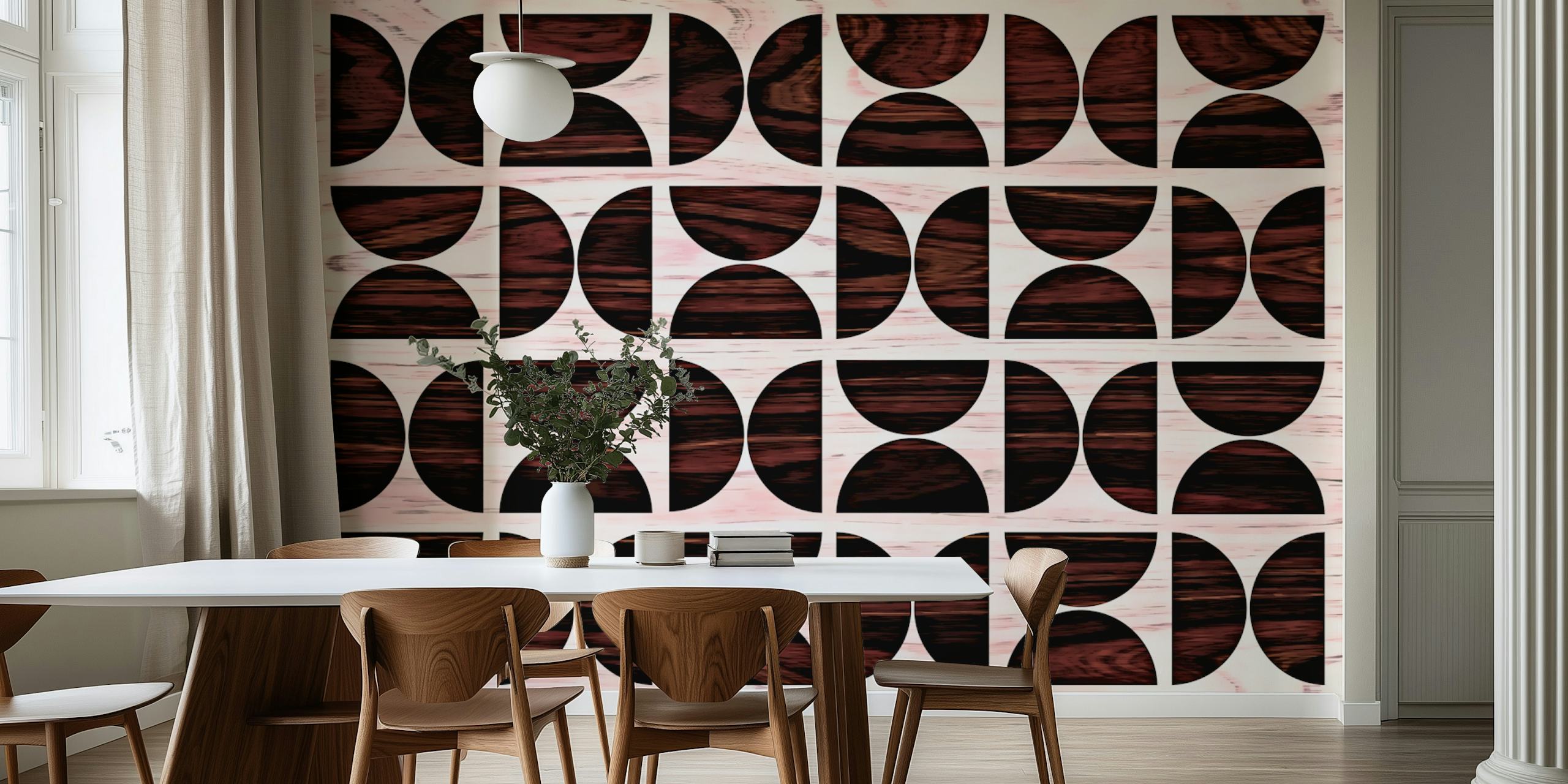 Papier peint Wooden Mid-Century Abstract dans une pièce
