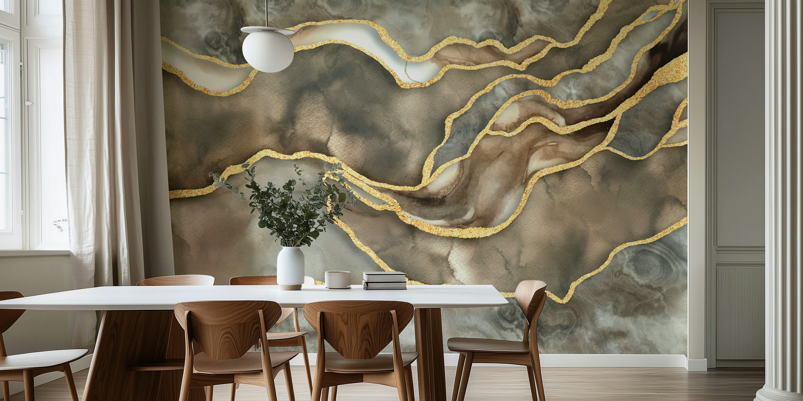 Papel de parede Opulent Marble Mineral Elegy em um quarto
