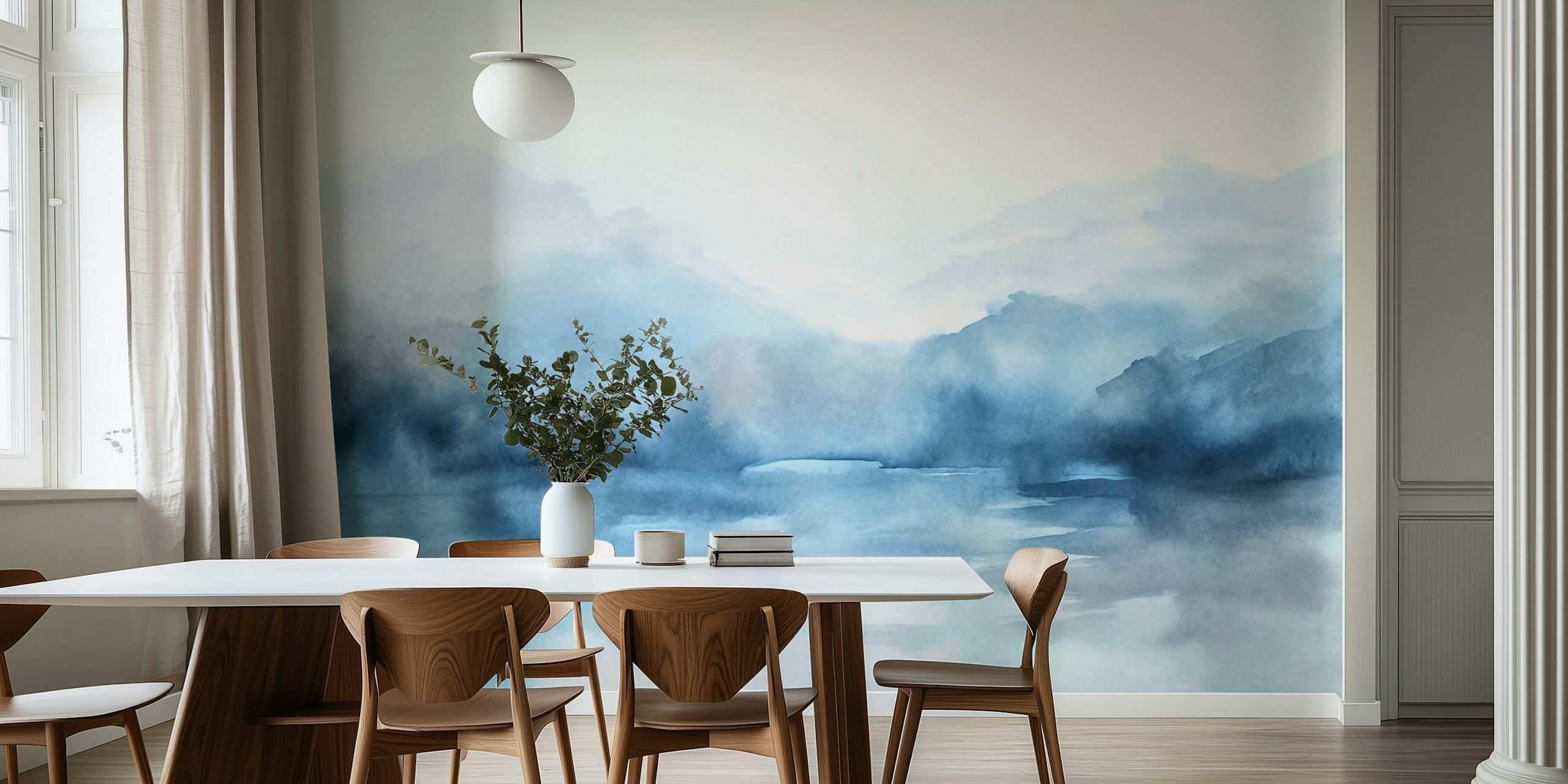 Blue Moon Mountain Haze wallpaper in a room