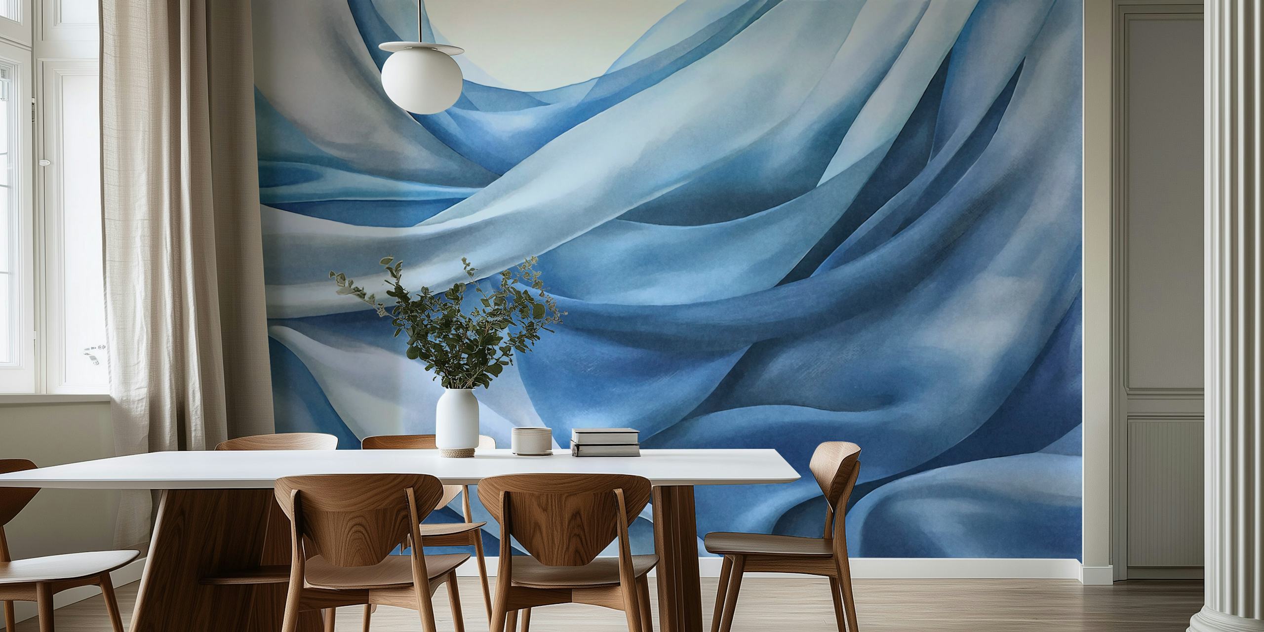 Design Calm Indigo Waves Art w pomieszczeniu