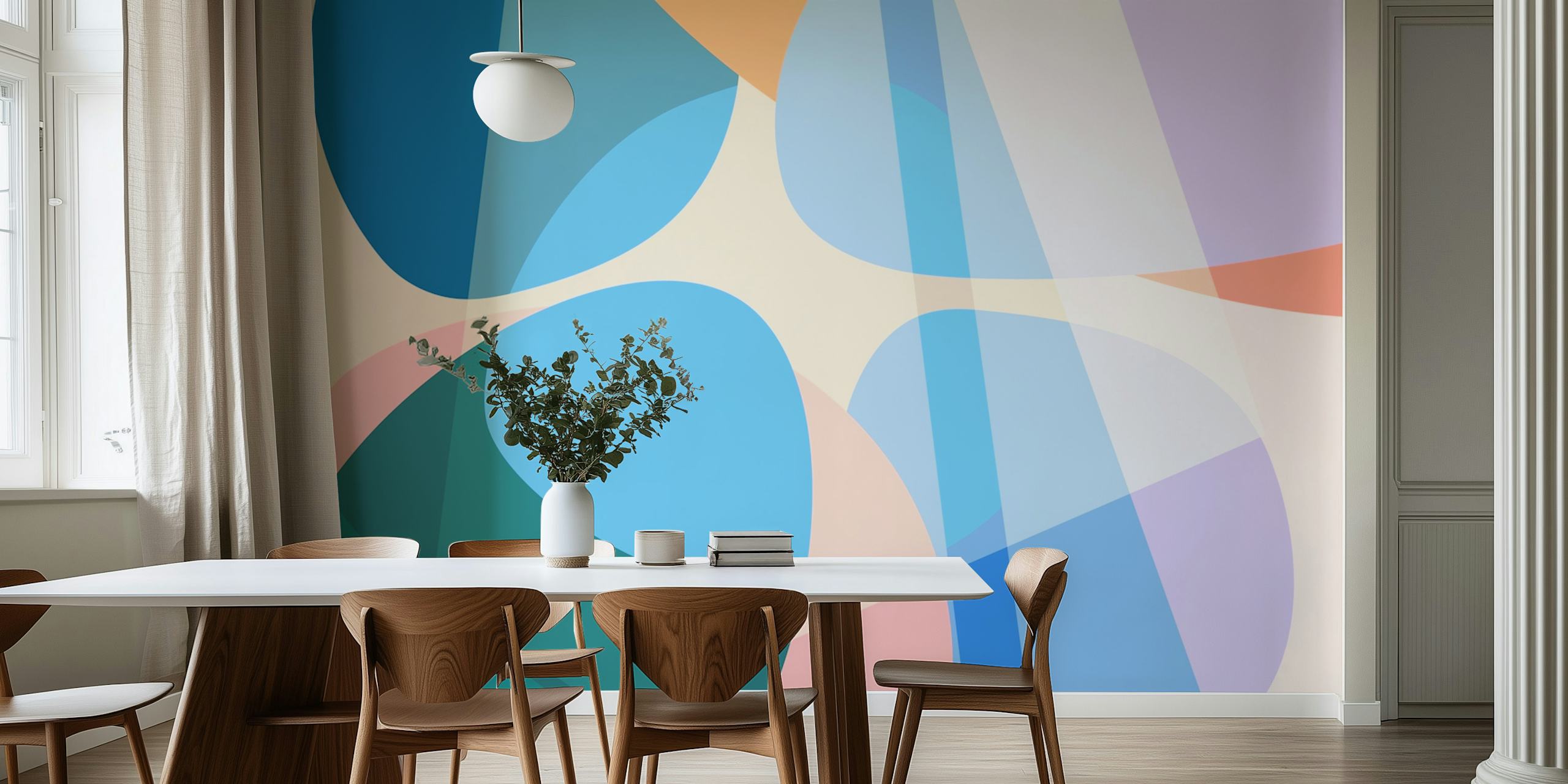Geometric Pastel Wash wallpaper in a room