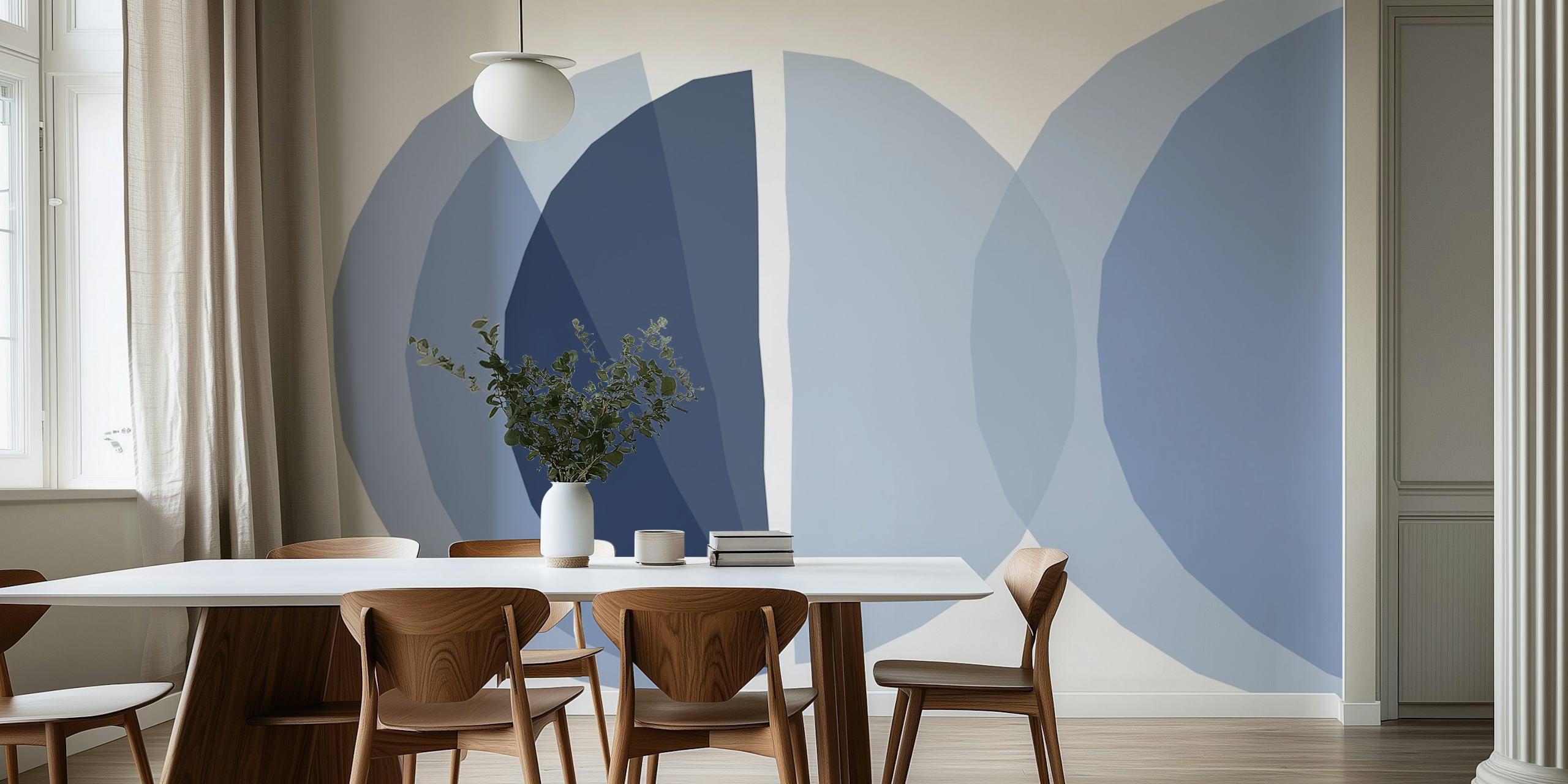 Papier peint Abstract Blue Geometry dans une pièce