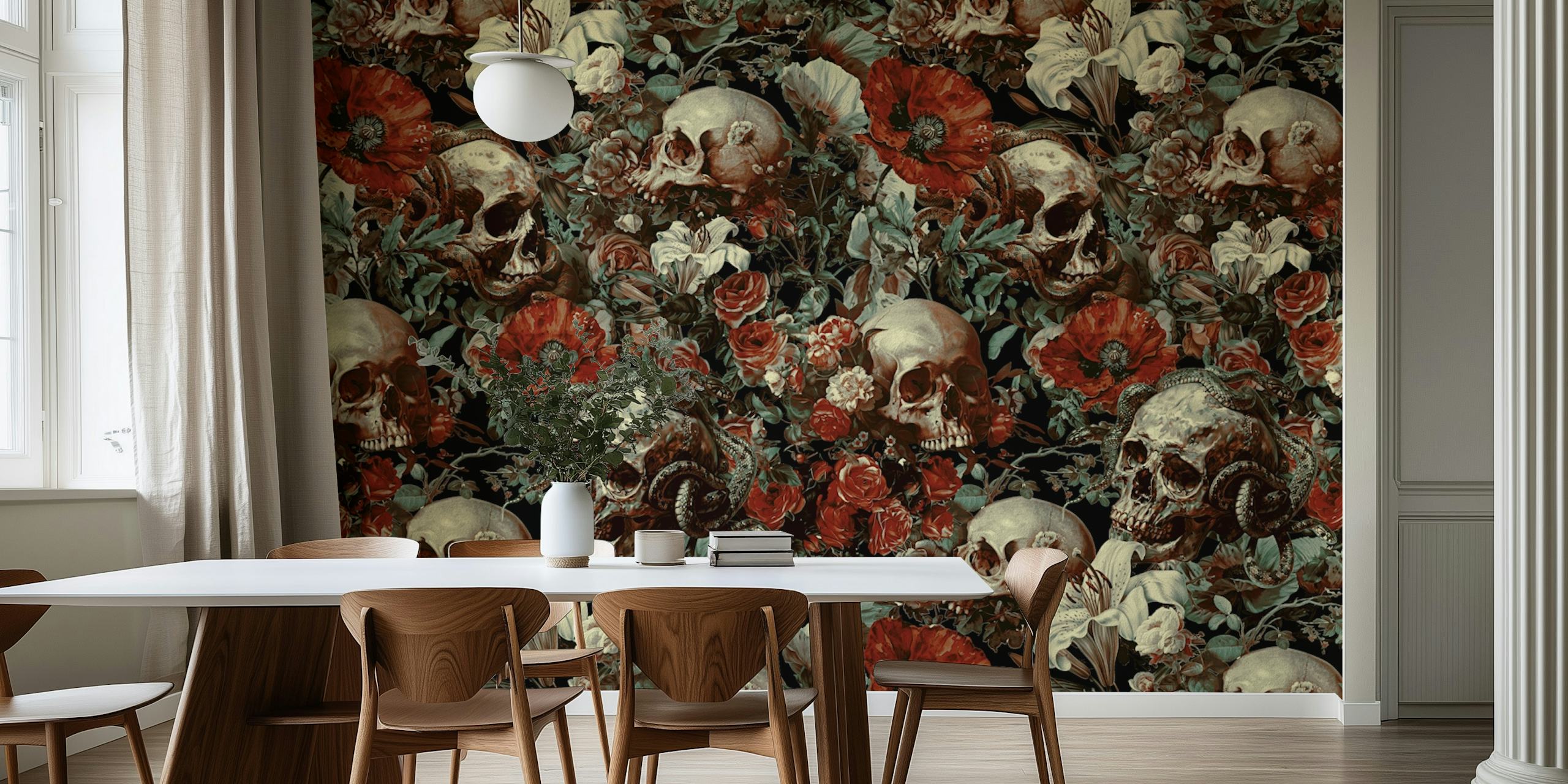 Skull Garden Charm behang in een kamer