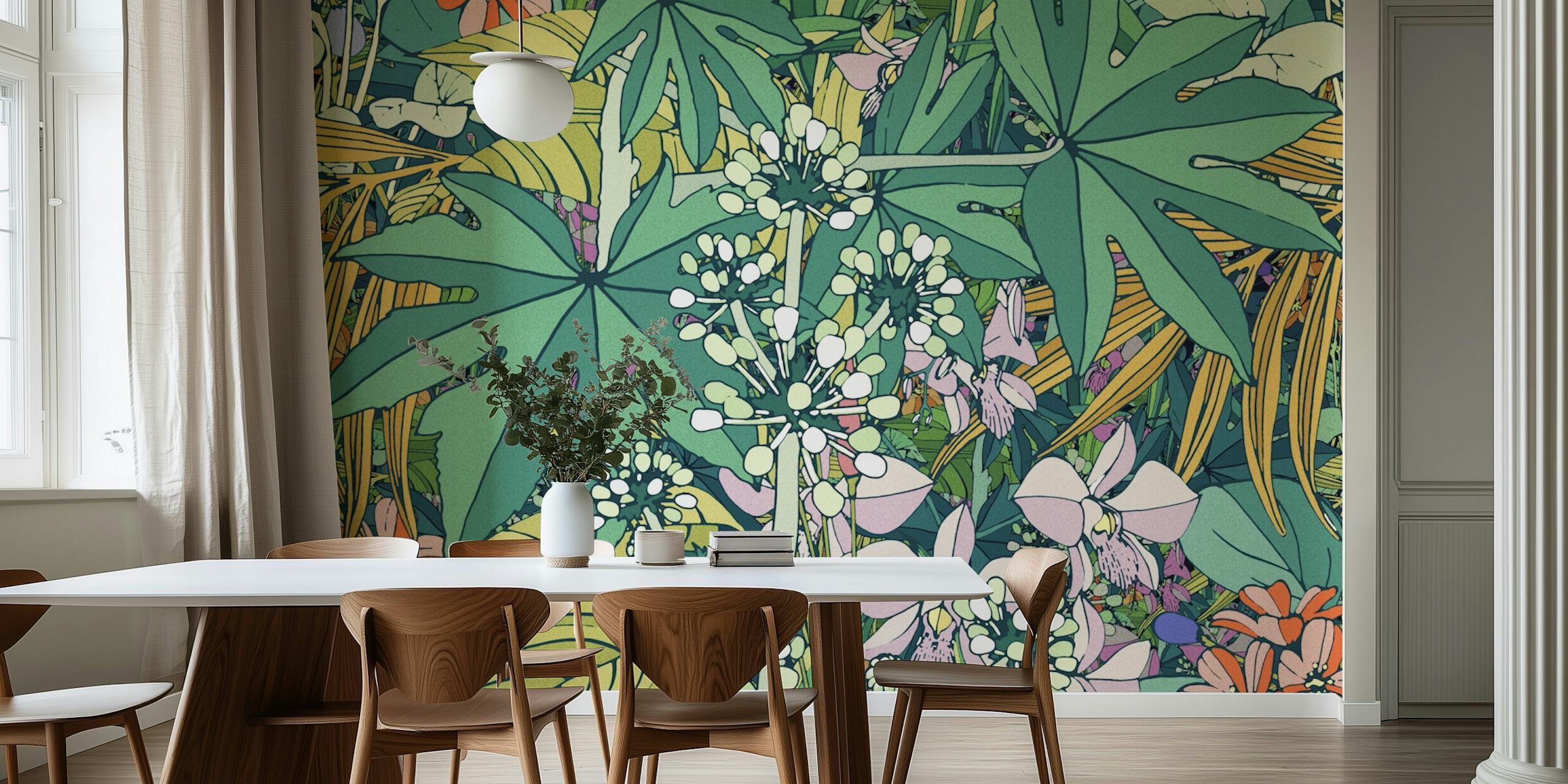 Tropický zahradní design tapet v pokoji