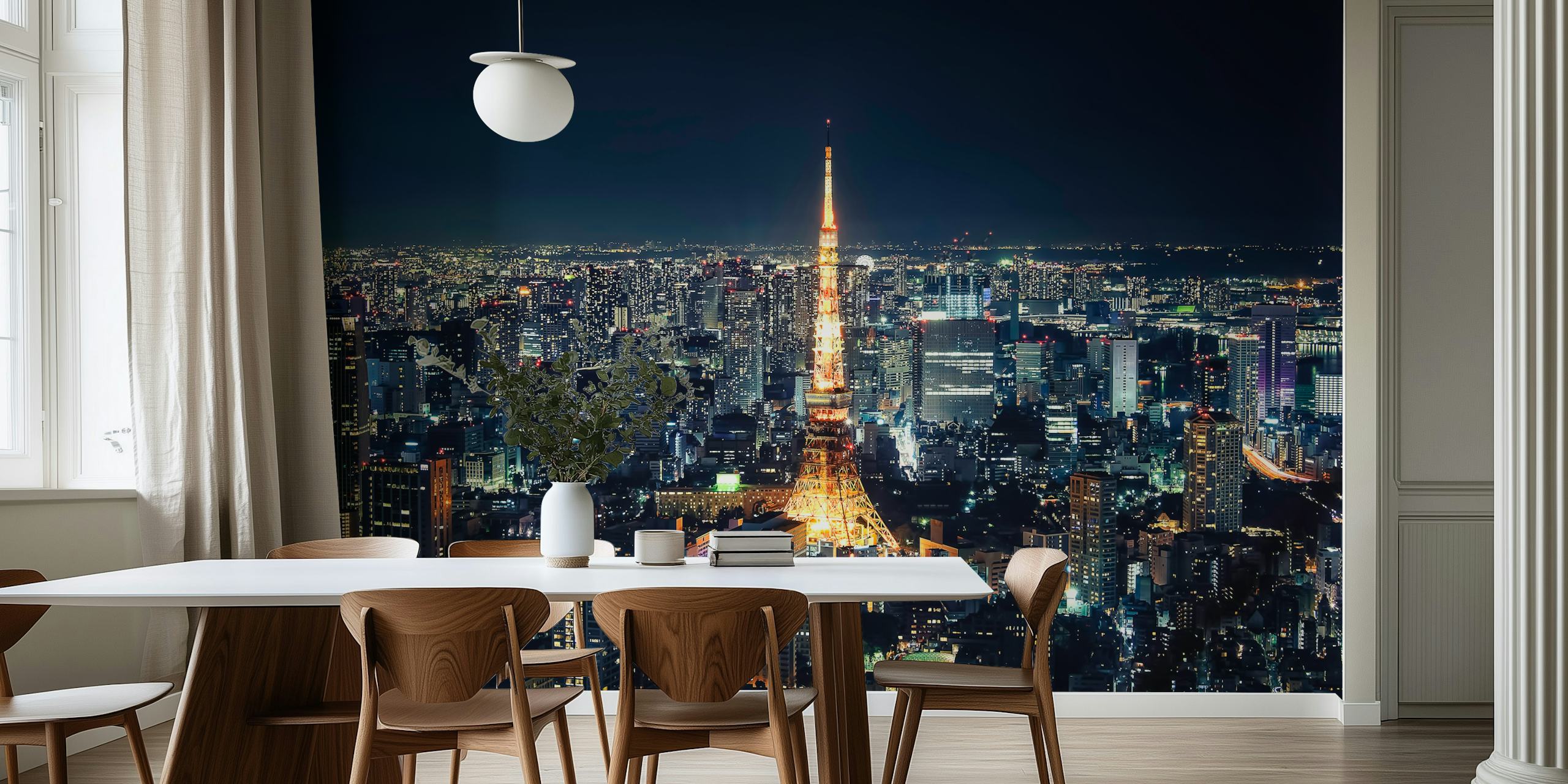 Tokyo Tower wallpaper displayed in a room