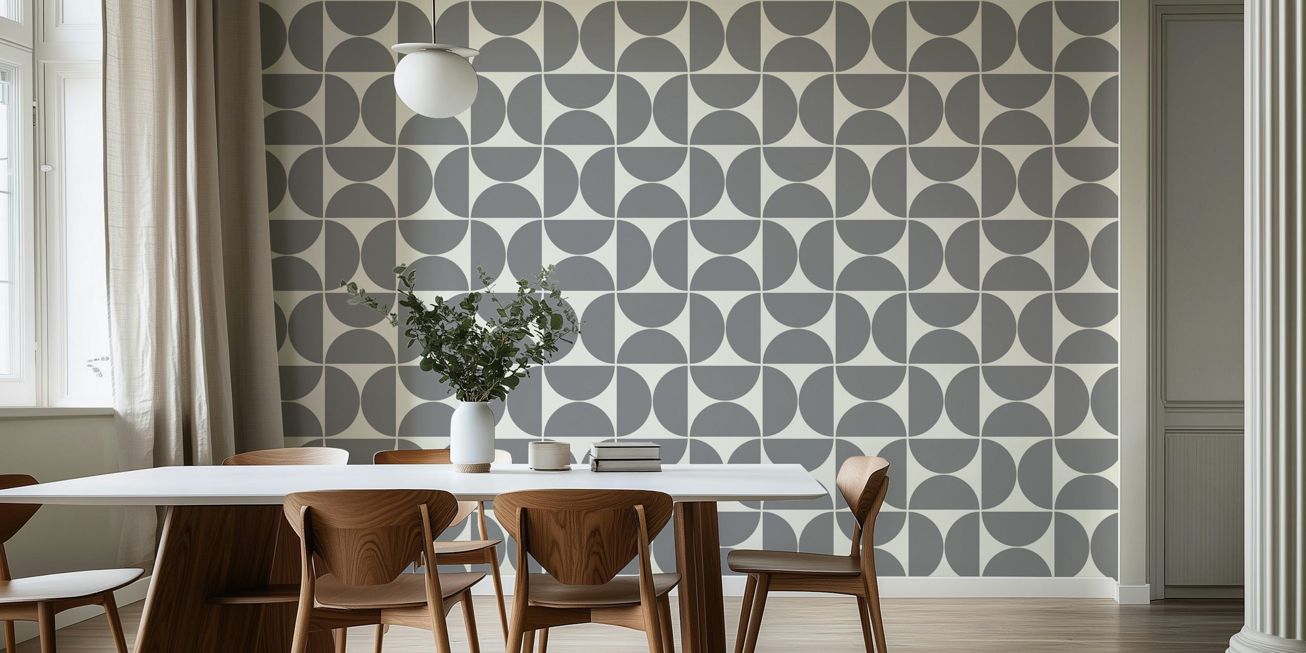 Mid-Century modern wallpaper pattern in a room