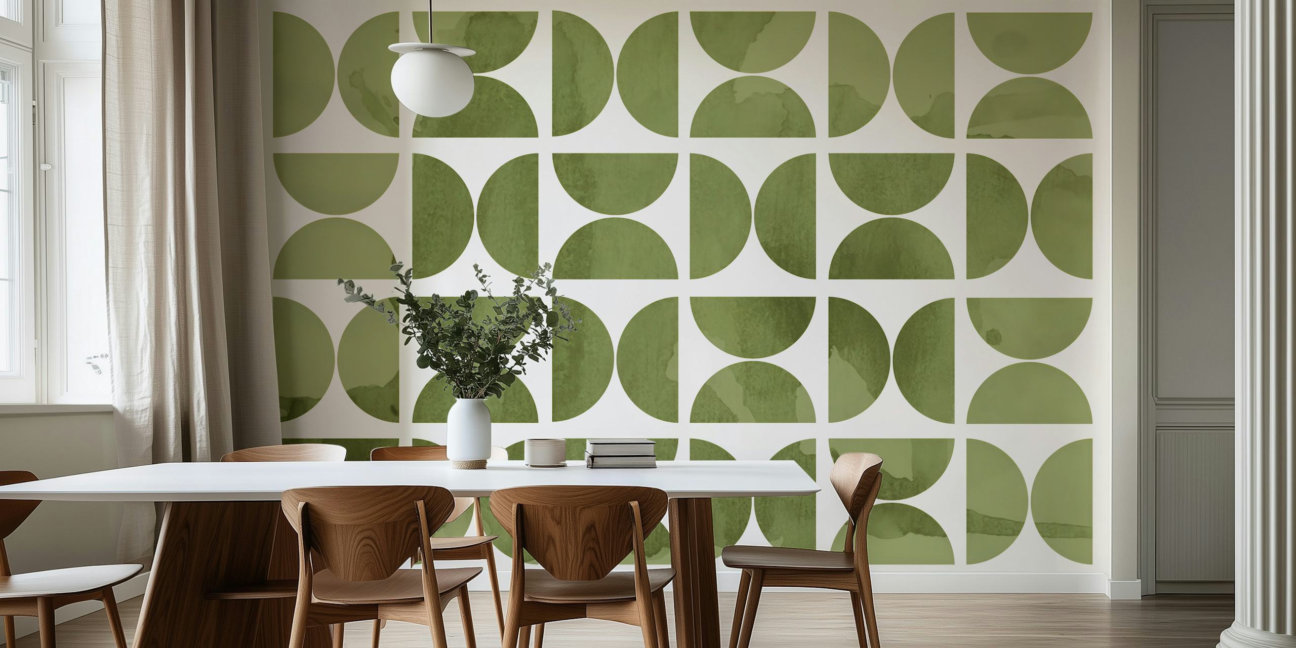 Green Watercolor Bauhaus i ett rum