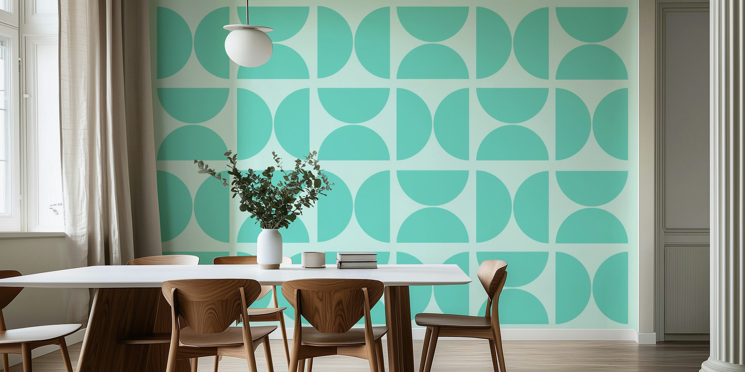 Geometric shapes in pastel turquoise wallpaper