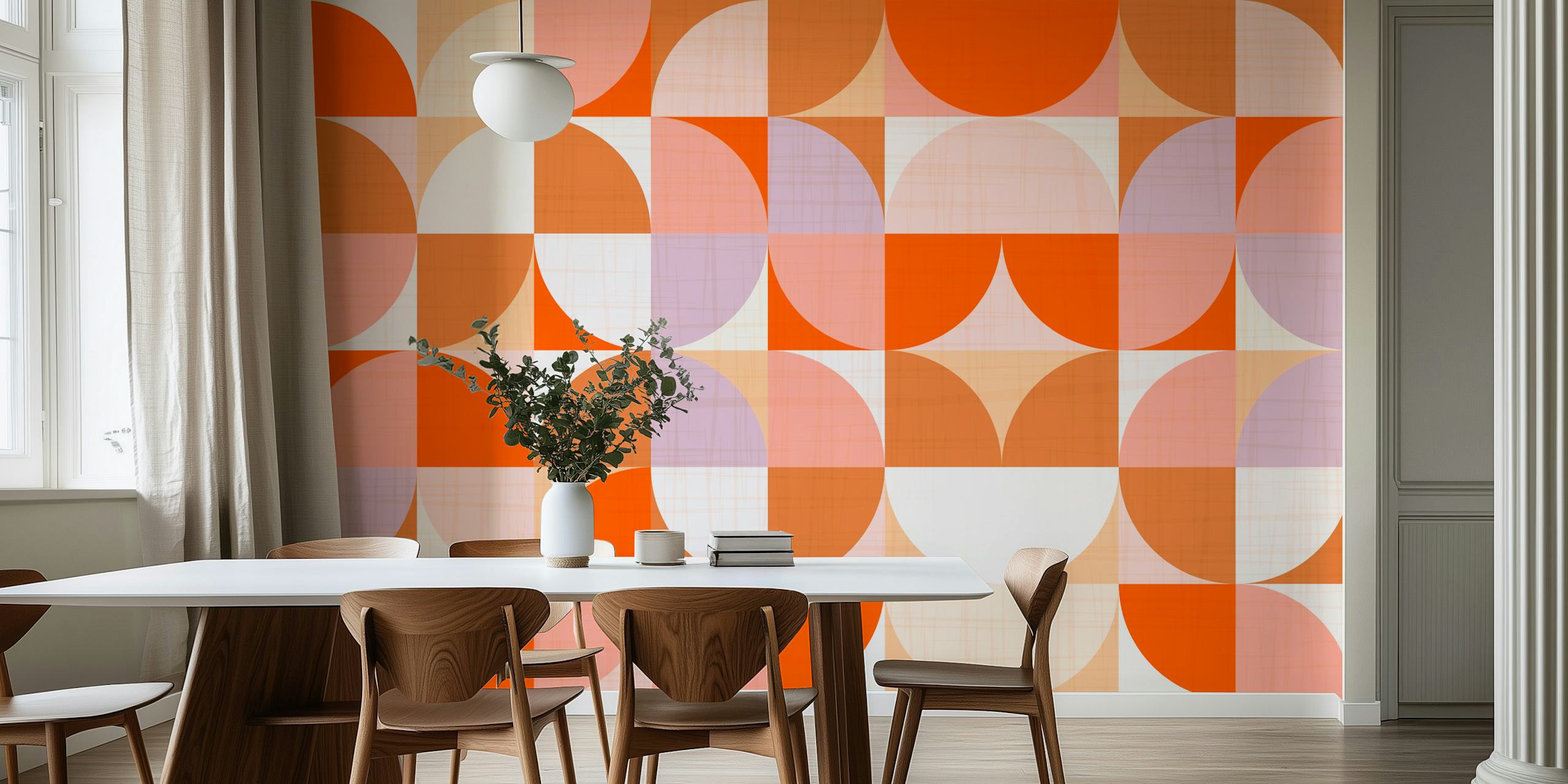 Varm Mid-Century Modern Bauhaus tapet i ett rum