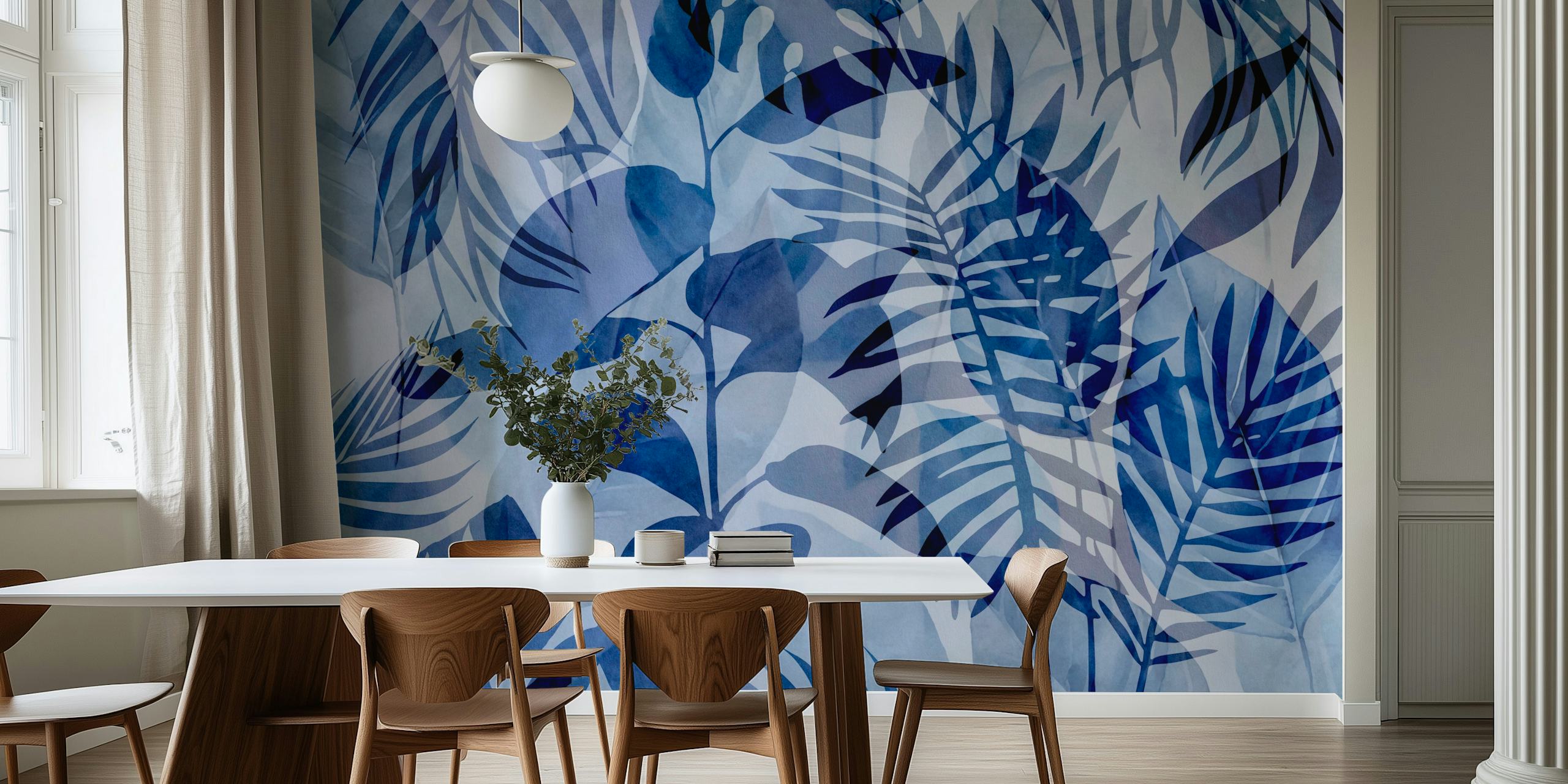 Blue Jungle Palm Cove wallpaper in a room